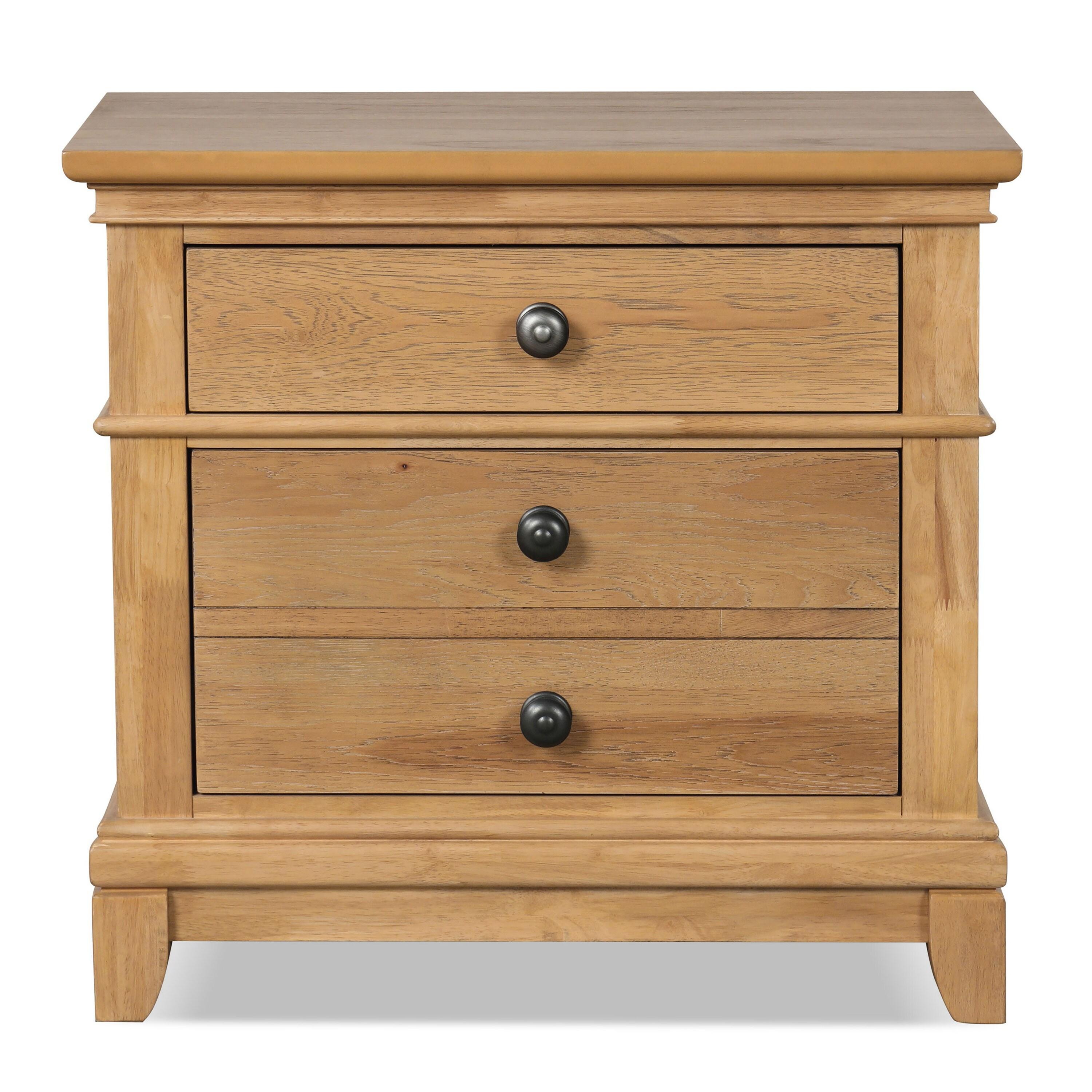 Furniture of America Stratford 2-Drawer Solid Wood Adult Bedroom Nightstand, Natural Oak