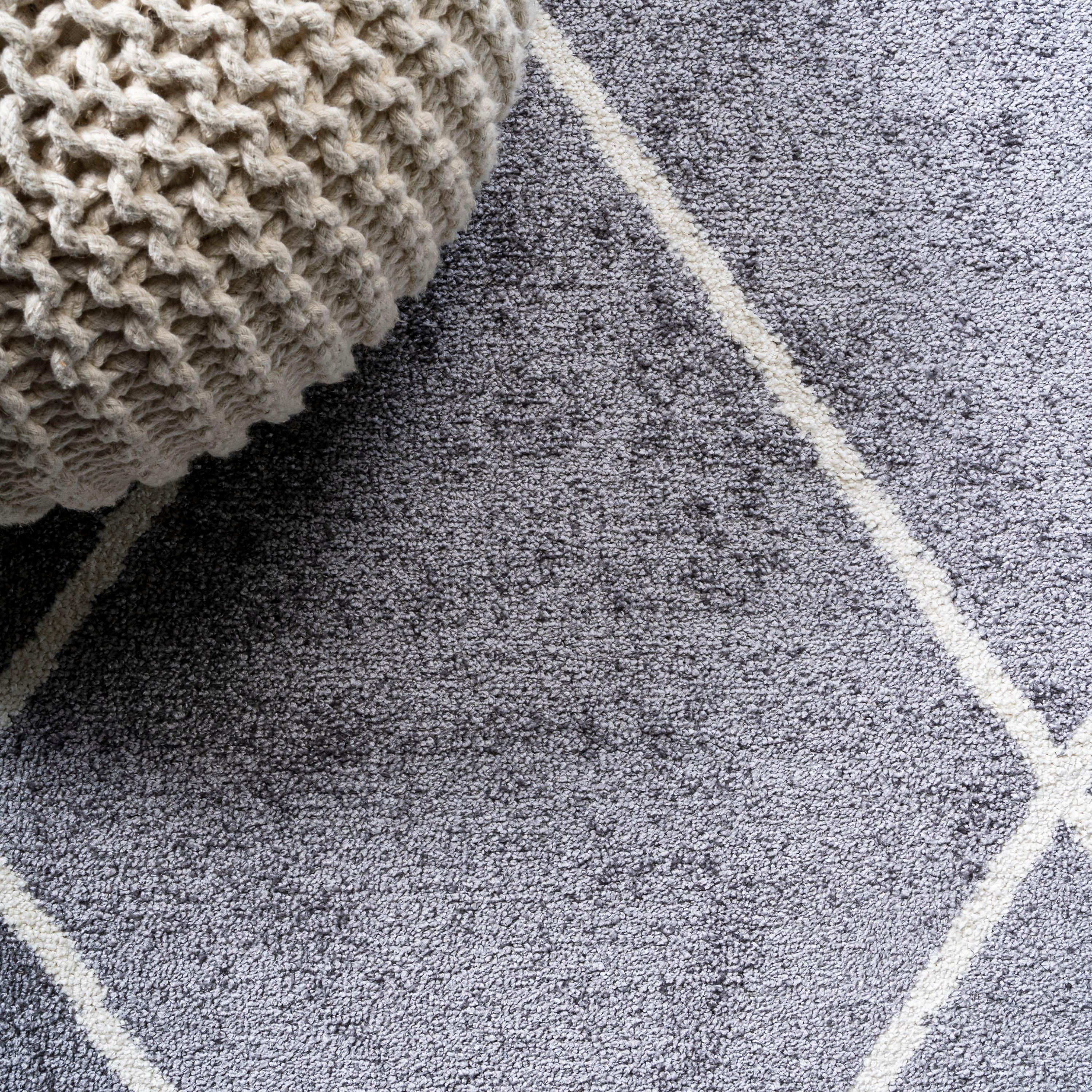 5'x8' Cole Minimalist Diamond Trellis Area Rug, Gray/White - JONATHAN Y