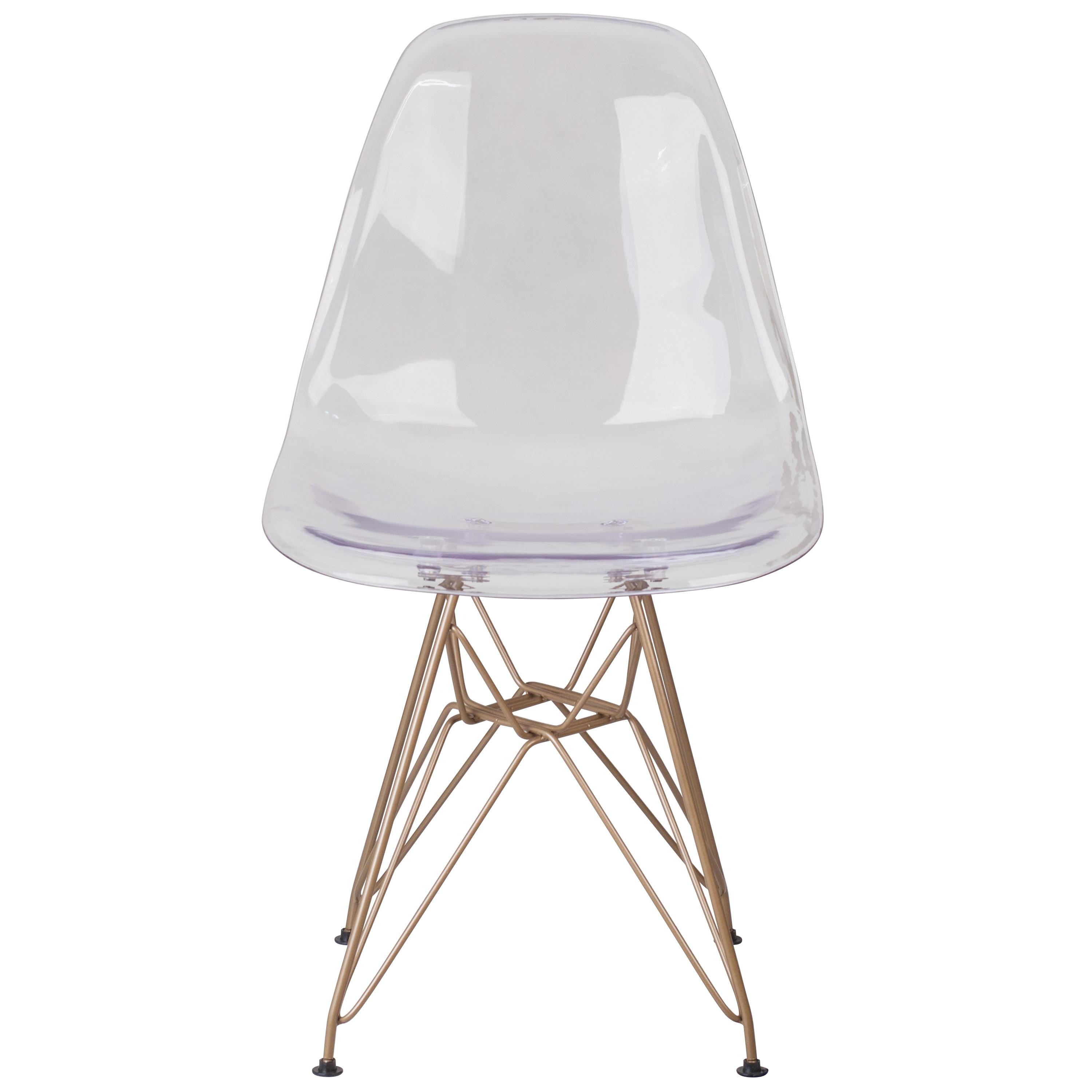 Flash Furniture Elon Series Ghost Chair with Gold Metal Base