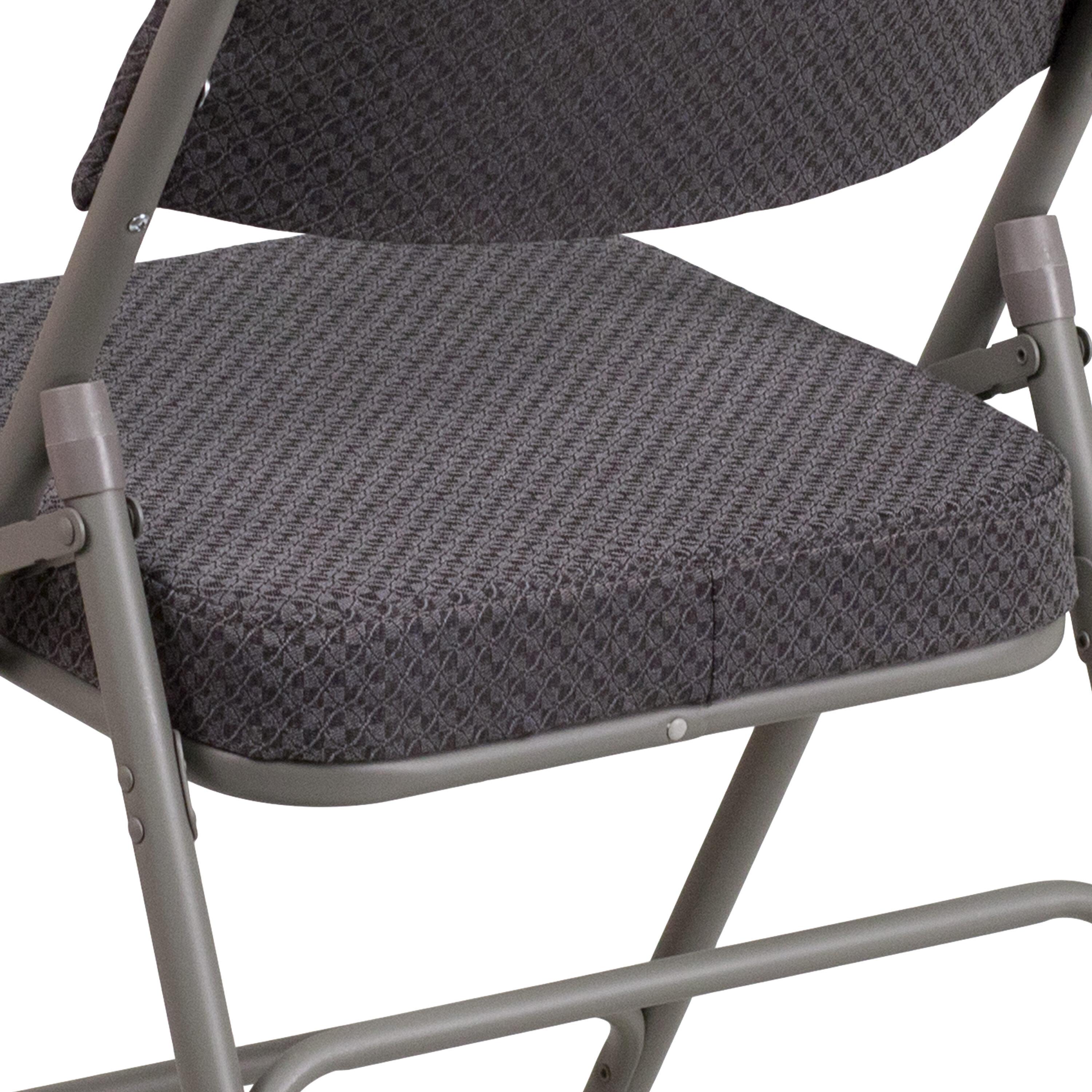 Flash Furniture 2 Pack HERCULES Series Premium Curved Triple Braced & Double Hinged Gray Fabric Metal Folding Chair