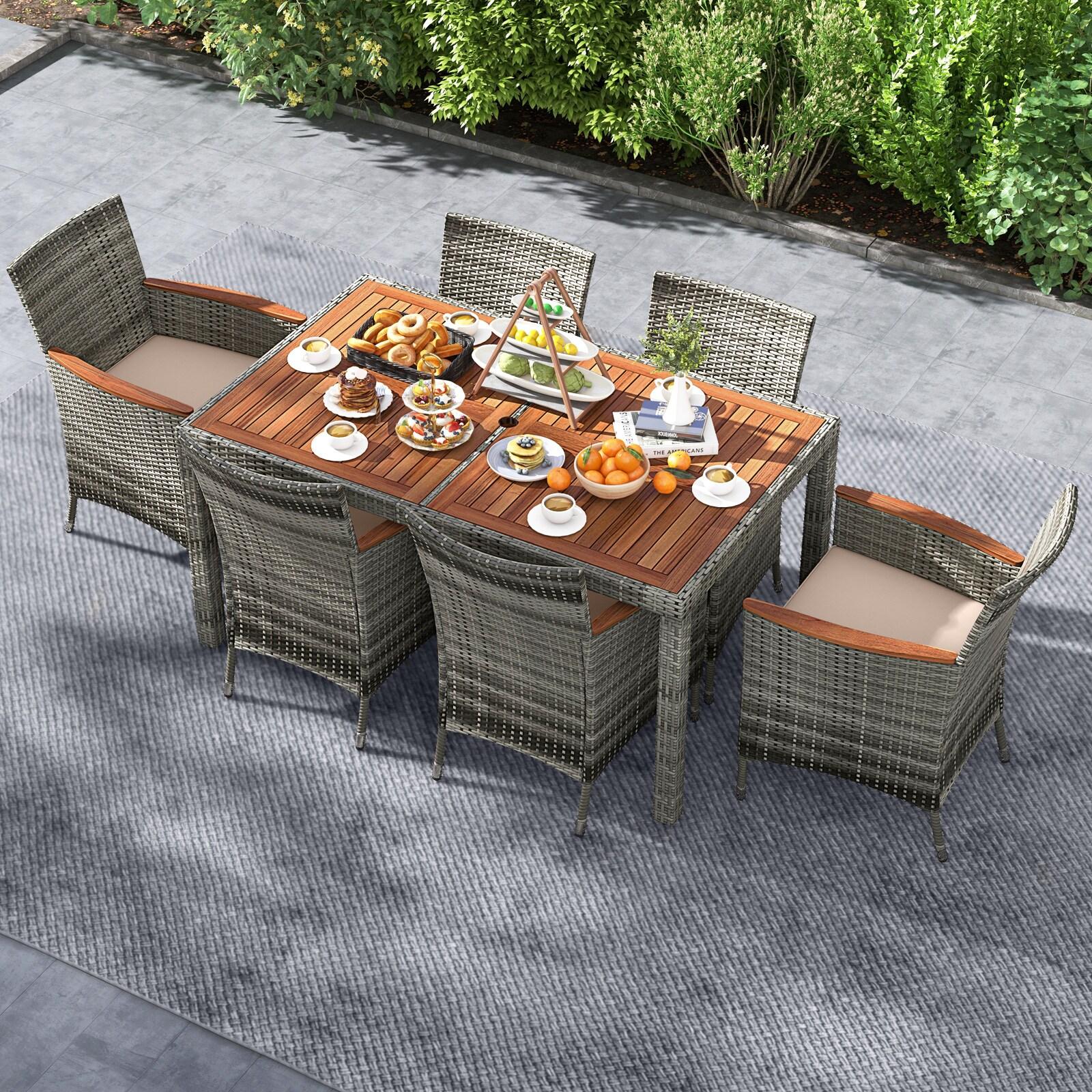 Hokku Designs Artimiza 6 - Person Acacia Patio Dining Set with Rectangular Table (Set of 7)