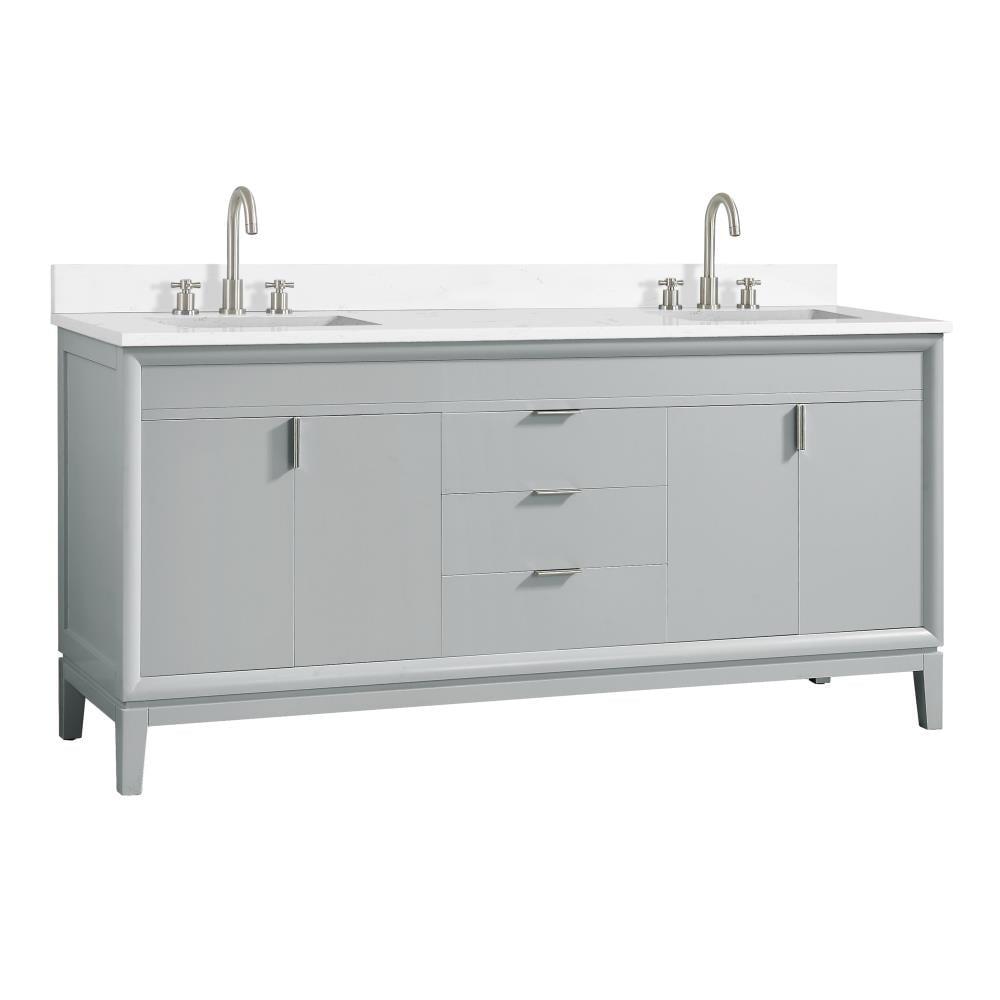 Emma 73-Inch Dove Gray Birch Double Sink Vanity with Engineered Stone Top