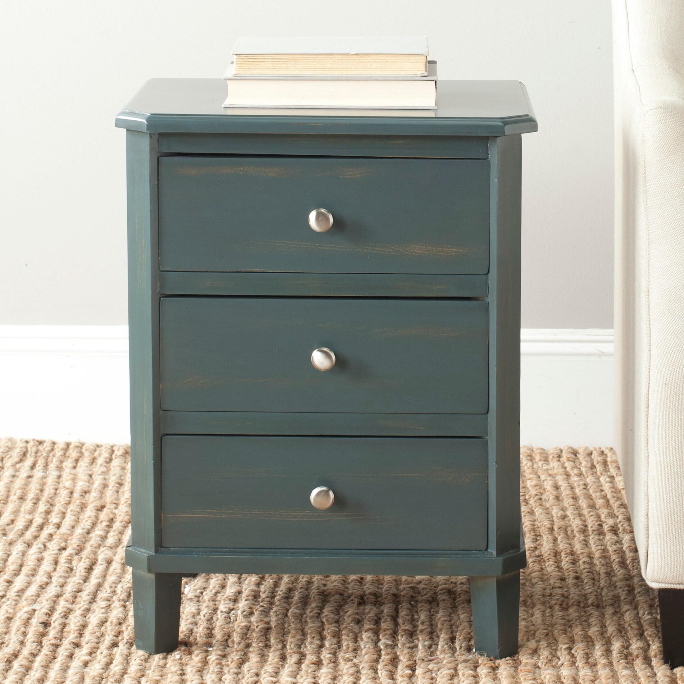 Joe End Table With Storage Drawers- Dark Teal - Safavieh.