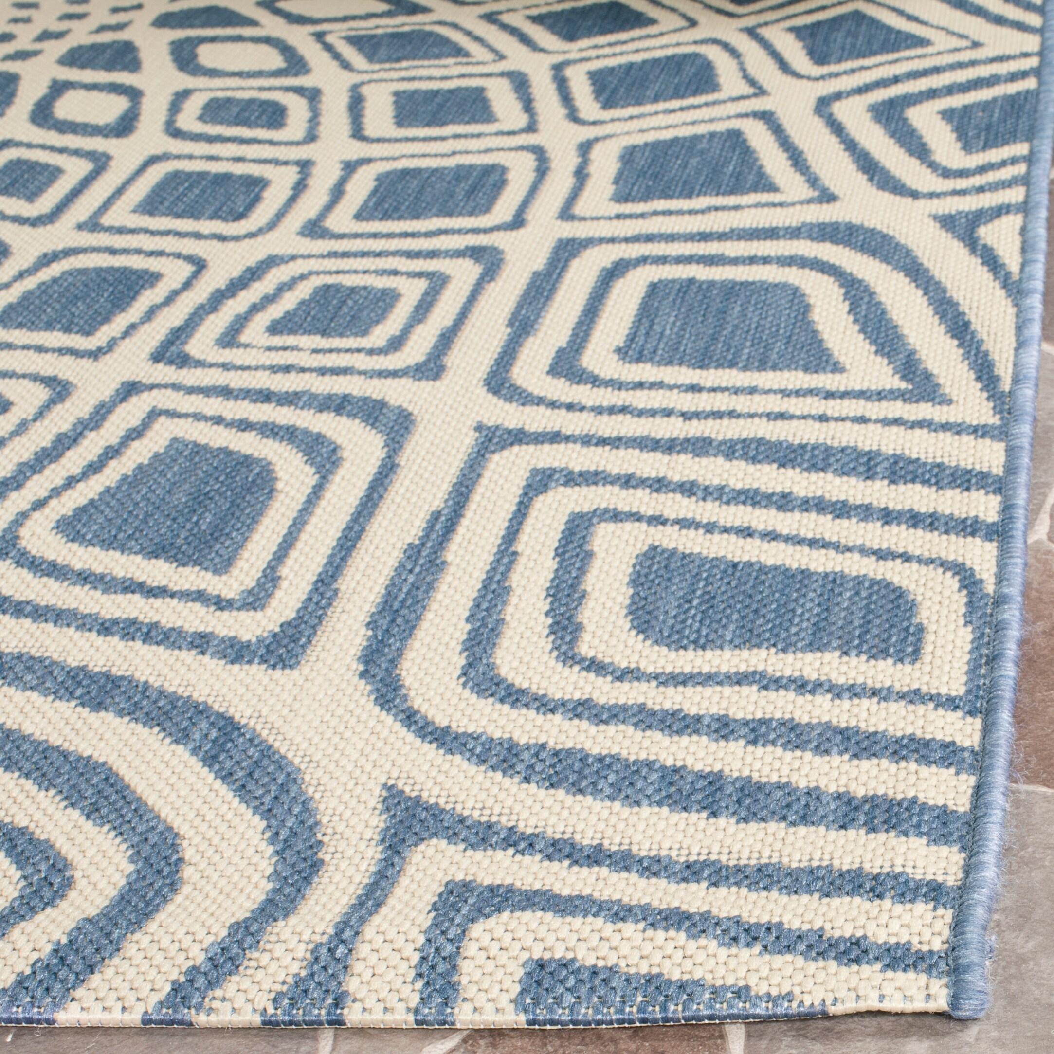 Courtyard CY6616 Power Loomed Indoor/Outdoor Area Rug - Blue/Beige - 5'3"x7'7" - Safavieh.