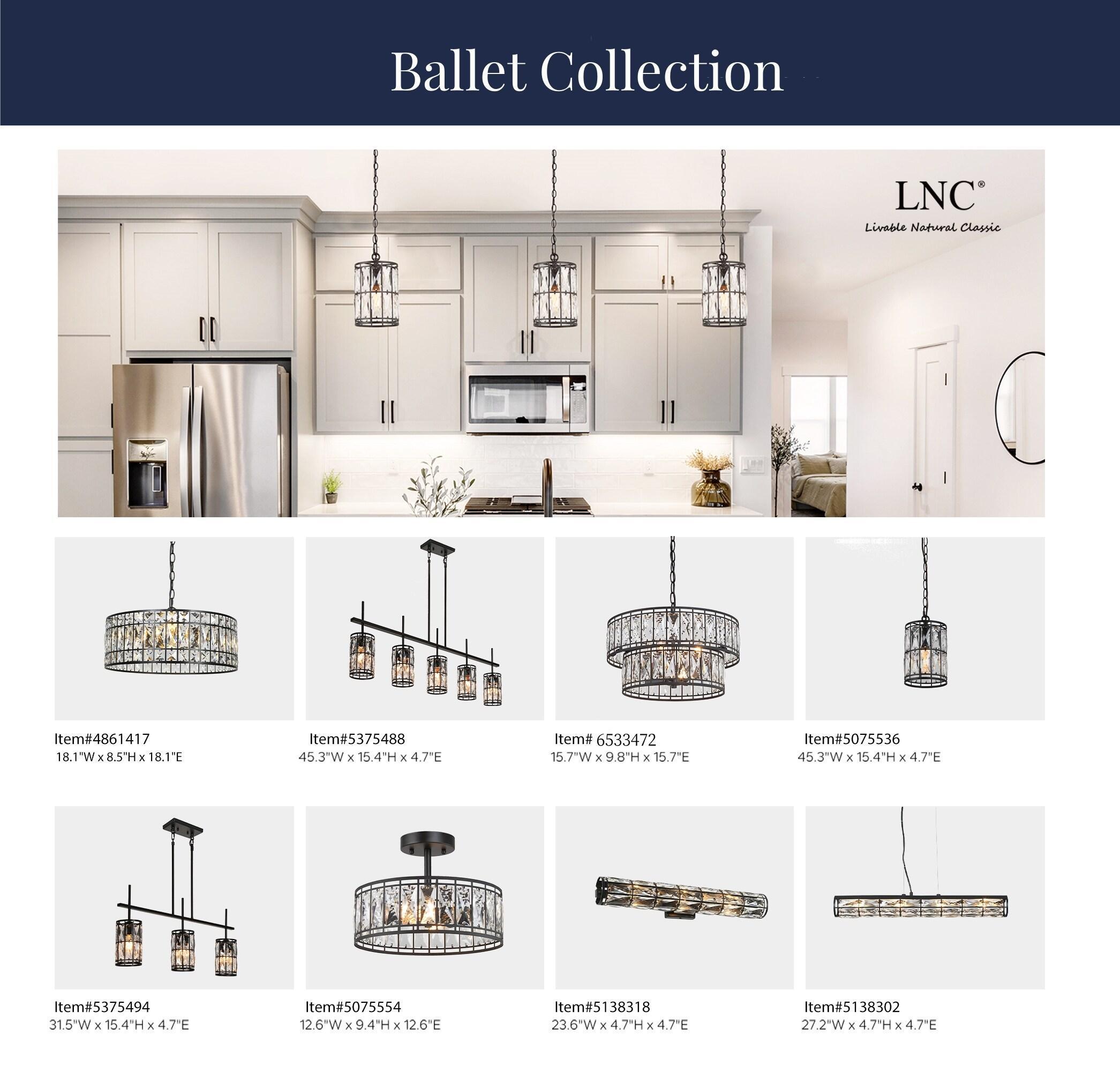 LNC Chispa 3-Light Matte Black Drum LED Dry Rated Chandelier: UL Listed, Adjustable Height, Crystal Decor