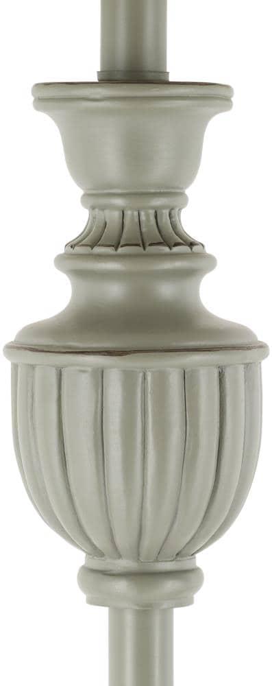 Elgood 59" Black and Gray Resin Floor Lamp with Linen Shade