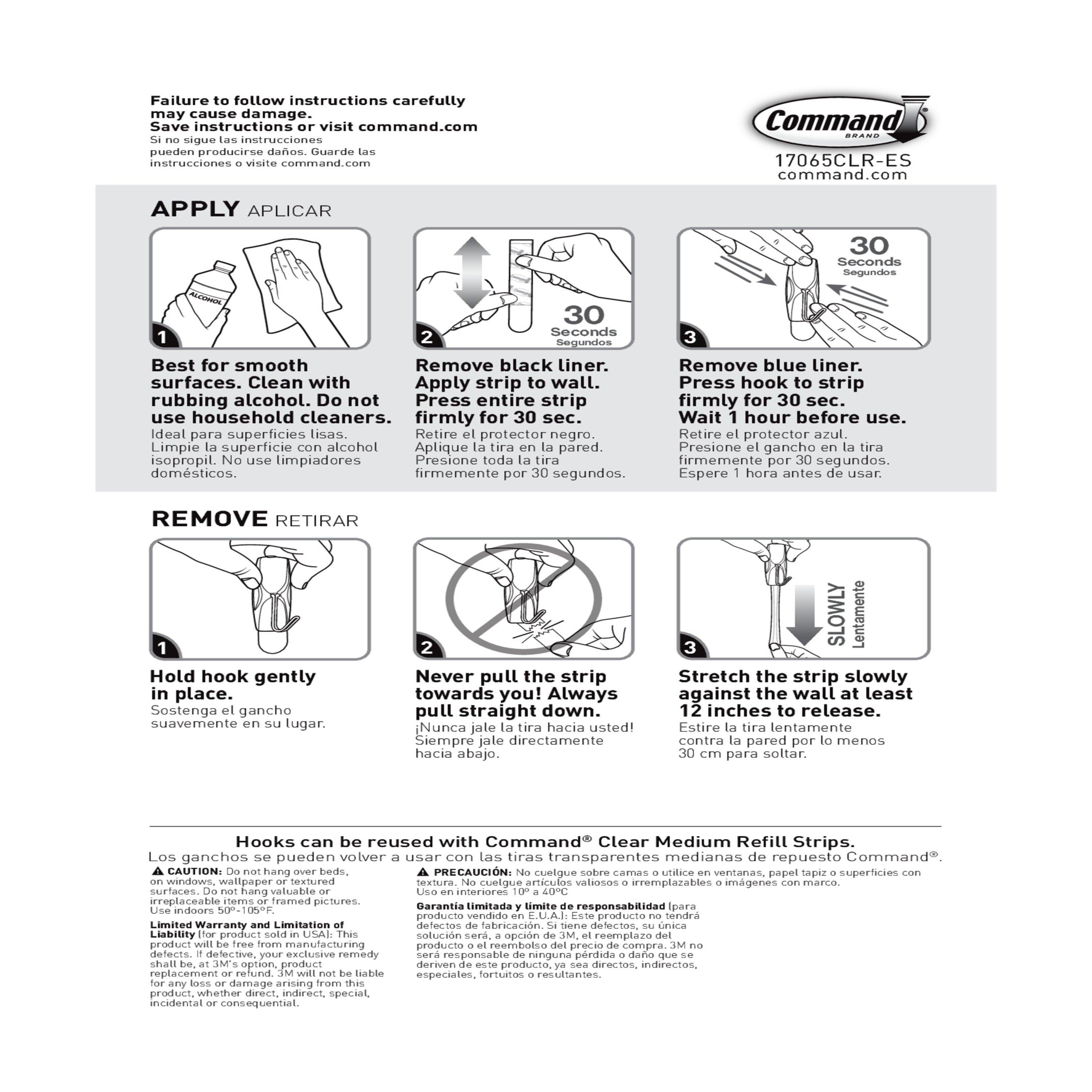 Command Medium Sized Wire Toggle Decorative Hook Clear: Adhesive Hooks, 2 Pack, 2 lb Capacity, Plastic, 2.169" Height