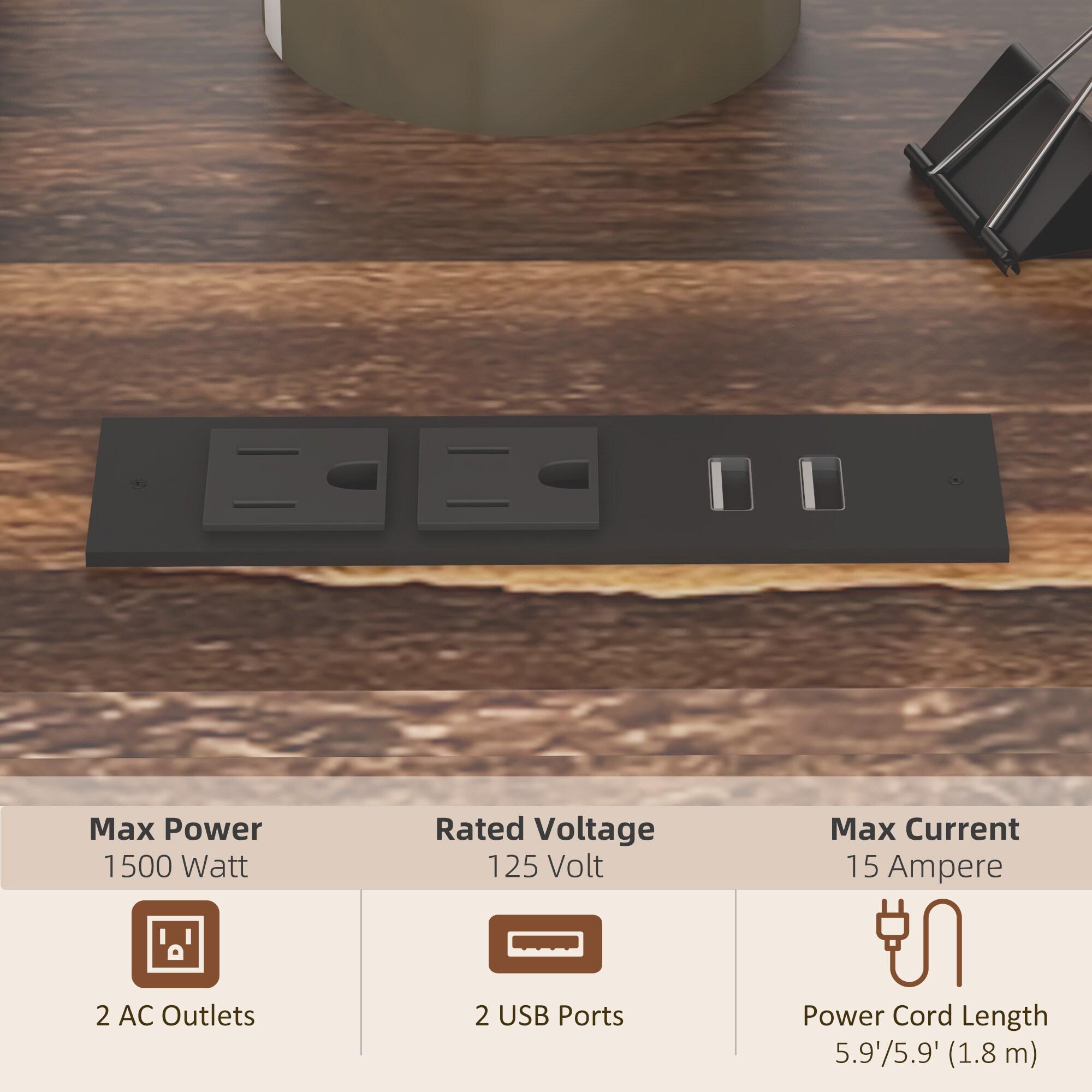 Topcobe Printer Stand with Socket and USB Charging Ports, Industrial Mobile Printer Table with Storage and Wheels, Modern Furniture for Indoor, Rustic Brown