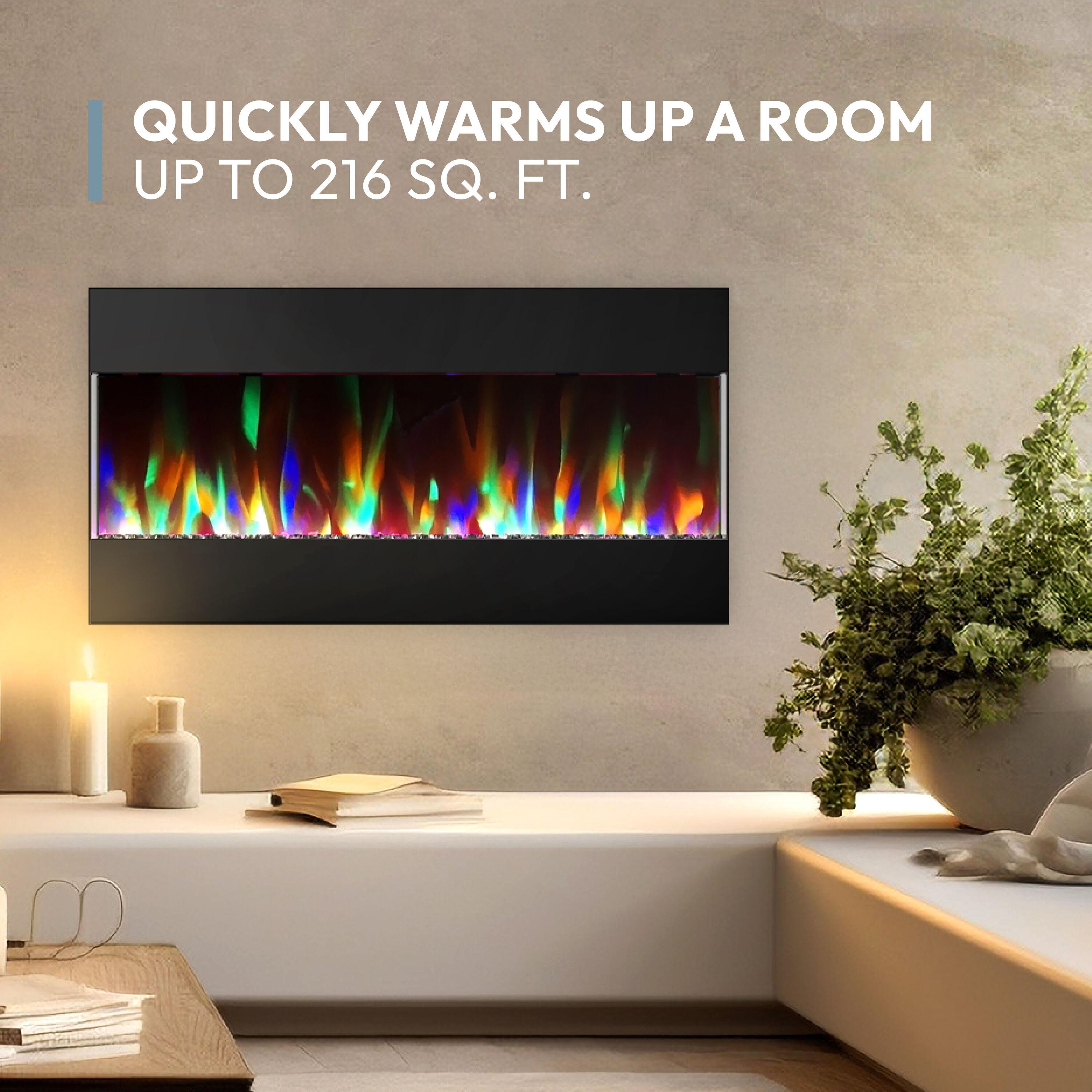 Cambridge Cambridge Recessed Wall Mounted Electric Fireplace with Crystal Rock Display