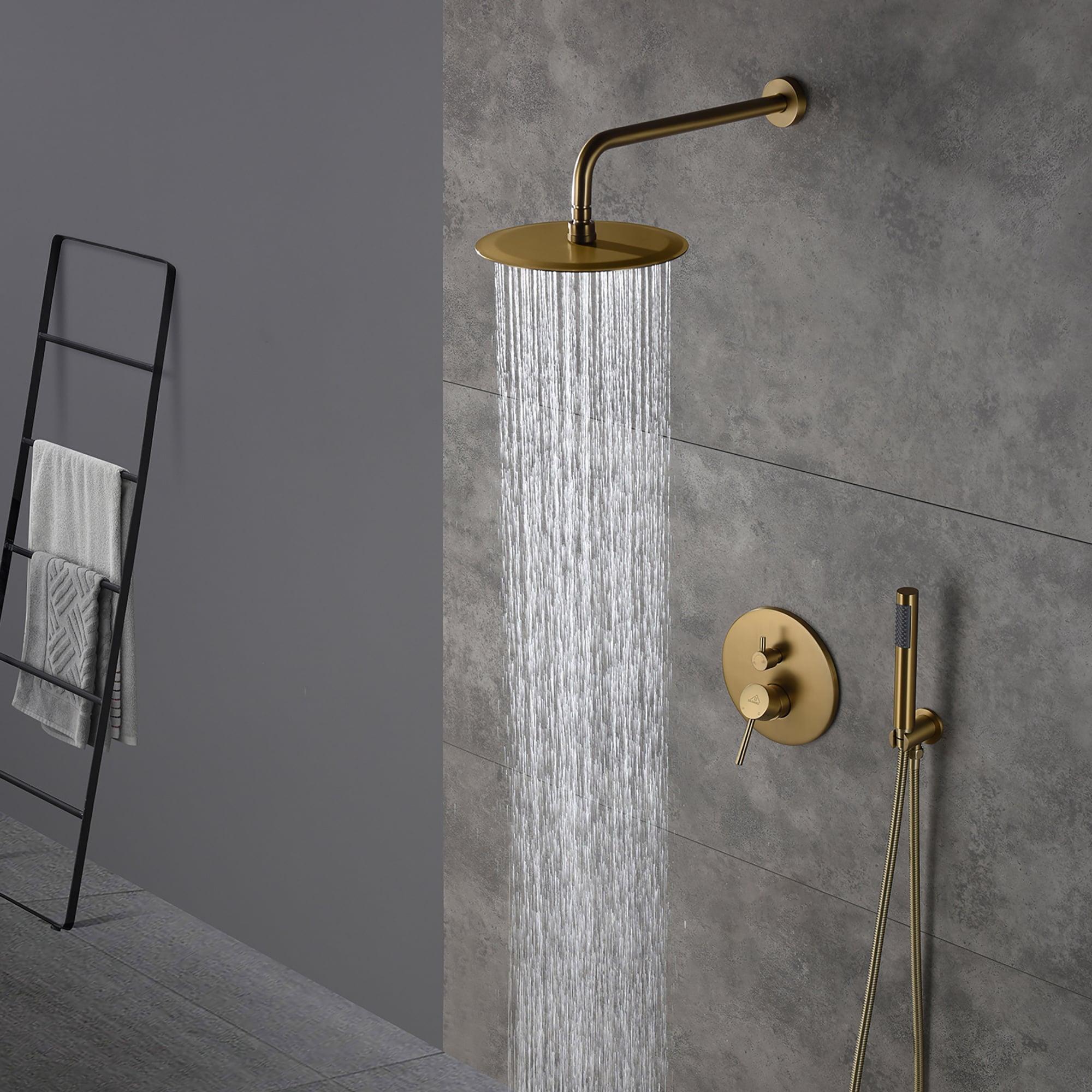 Pressure-Balanced Complete Shower System with 10-Inch Rain Shower Head, Handheld, Rough-in Valve
