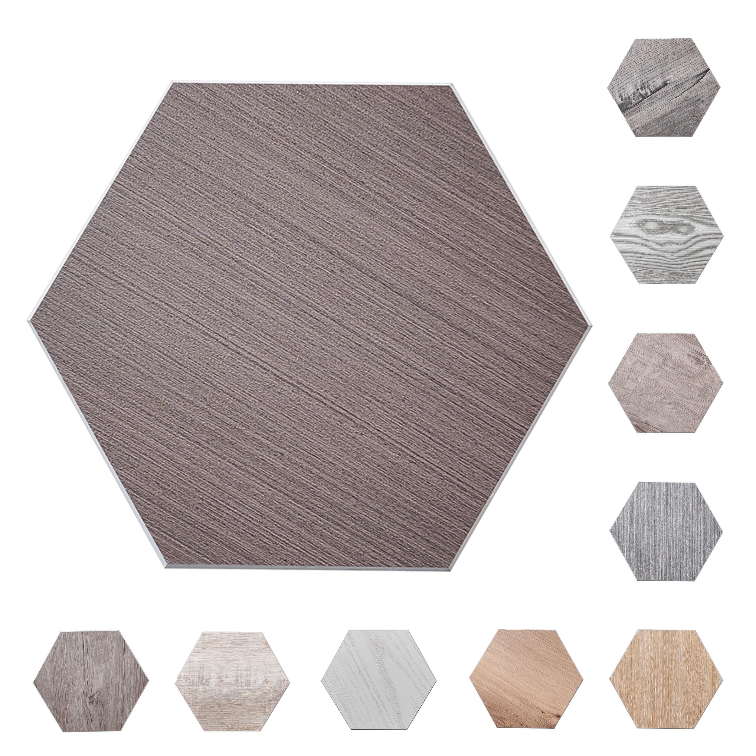 Mocha Hexagon Peel and Stick Resin Wall Tiles