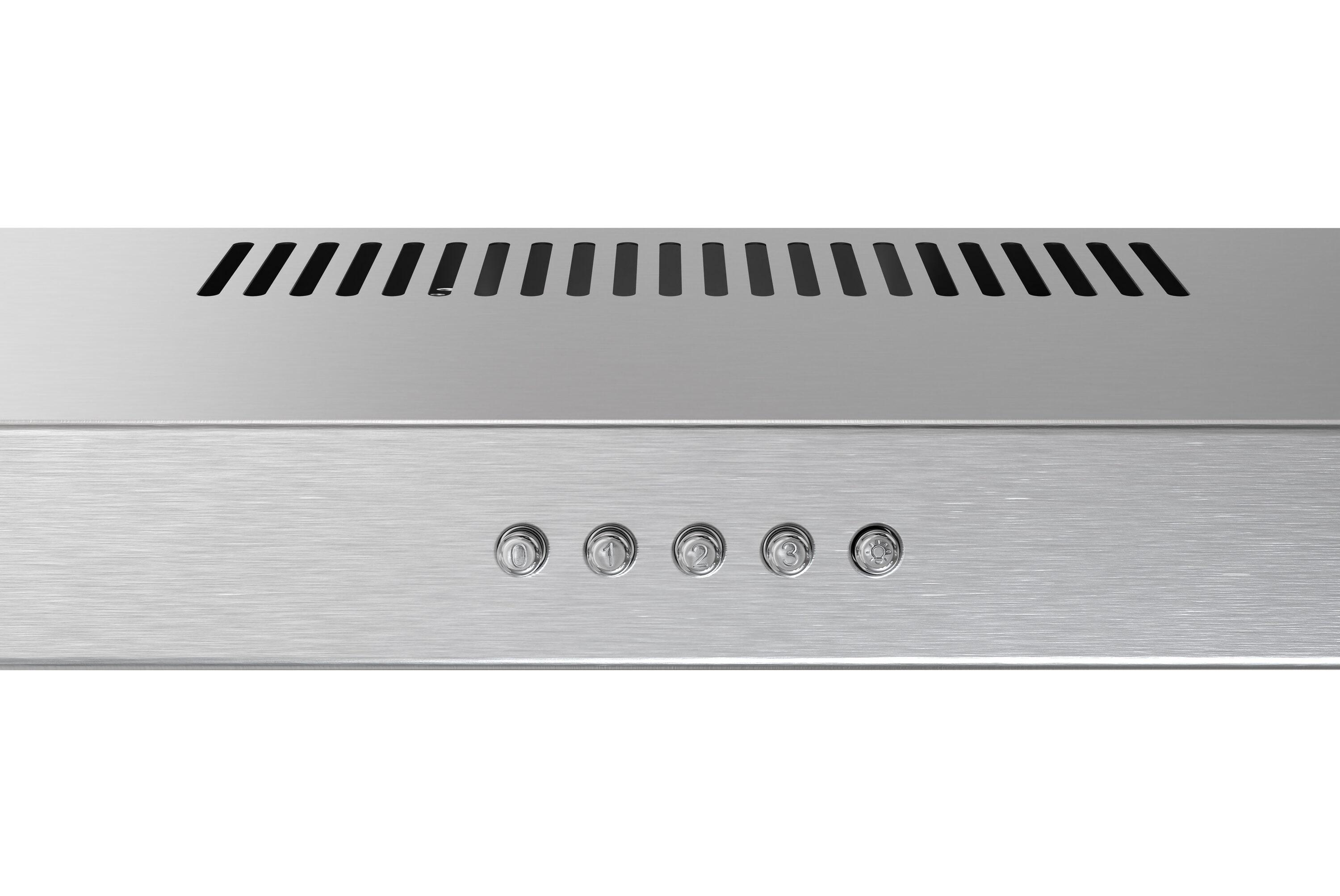 Streamline 36 In. T-10189-1-CL Grosetto Convertible Undermount 80 CFM Range Hood In Brushed Stainless Steel With Mesh Filters, Push Button Control, LED Light