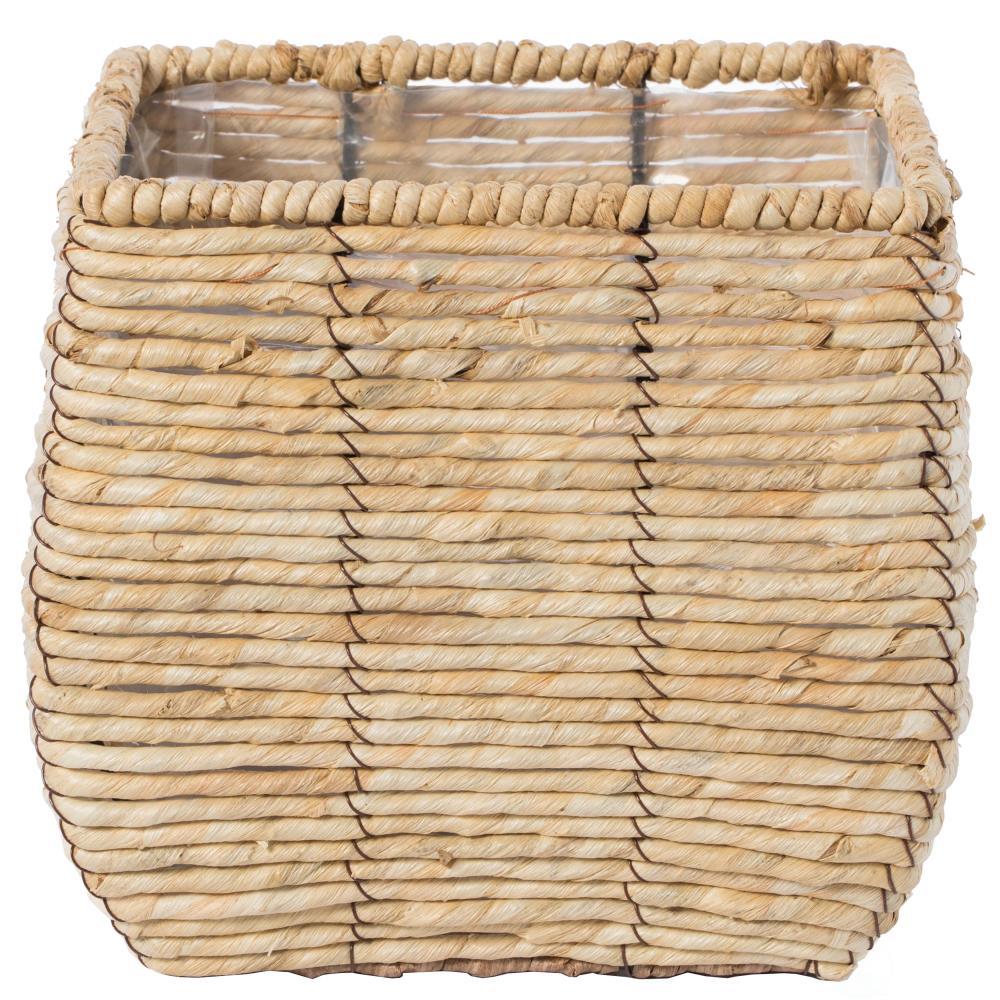 Woven Square Flower Pot Planter with Leak-Proof Plastic Lining