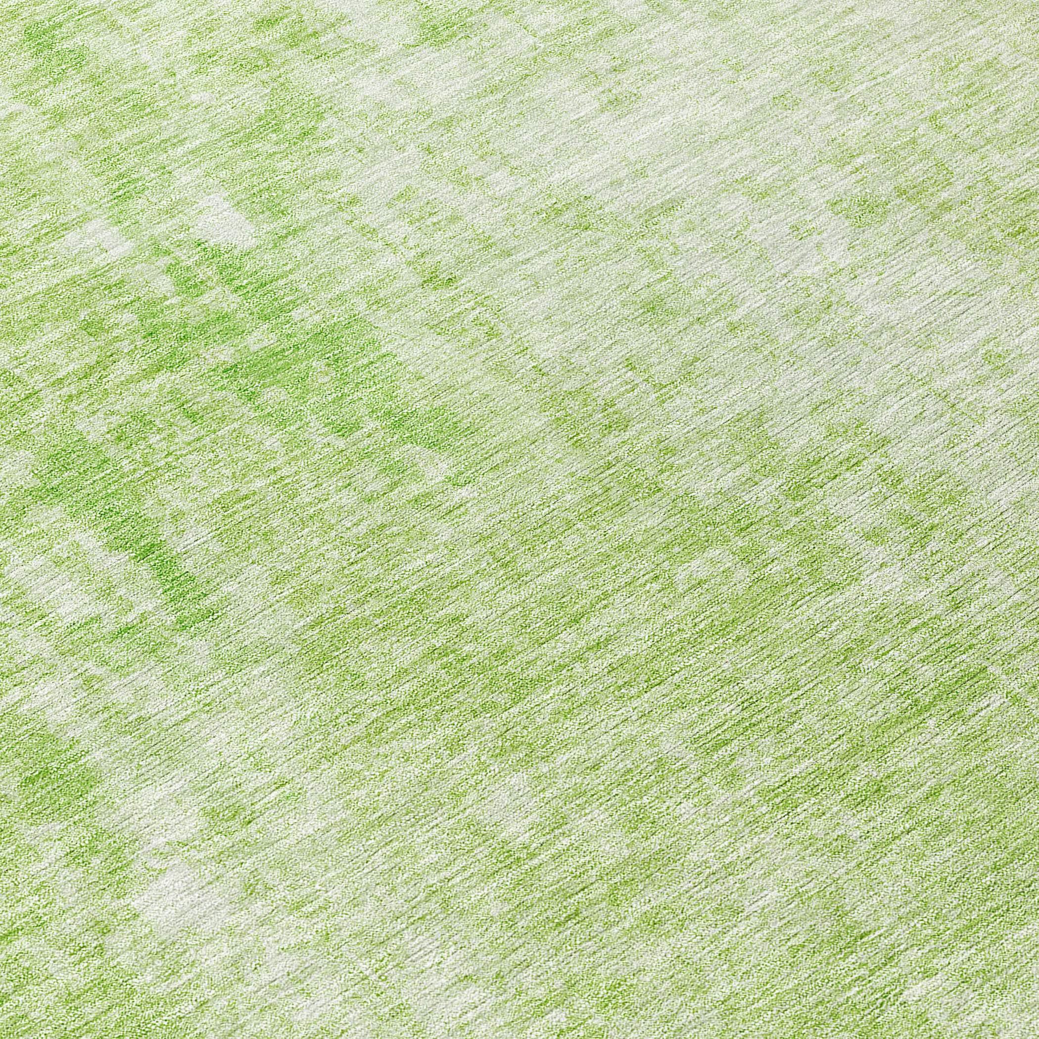 Aloe Green Abstract Synthetic 3' x 5' Indoor Outdoor Rug
