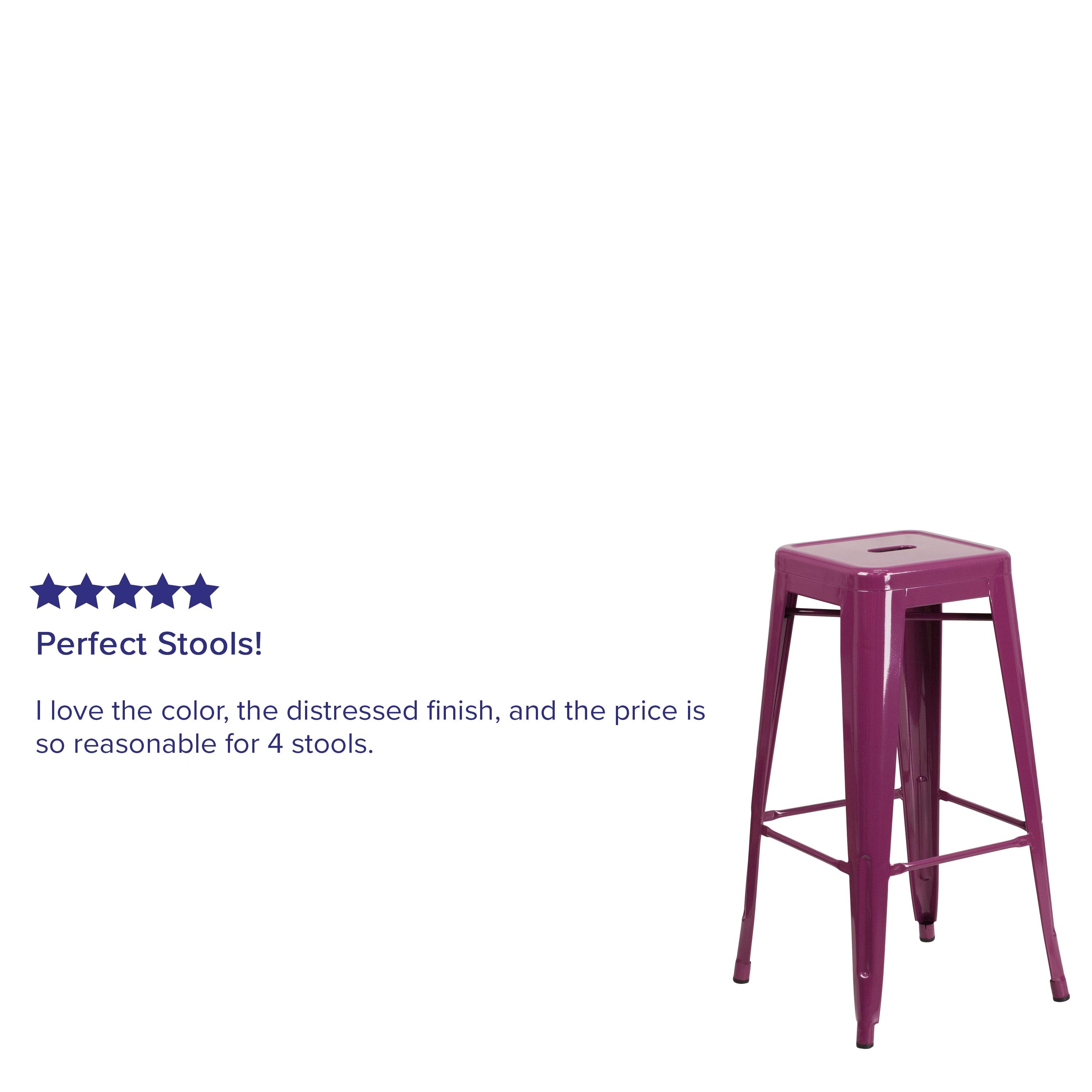 30'' High Backless Distressed Antique Blue Metal Indoor-Outdoor Barstool