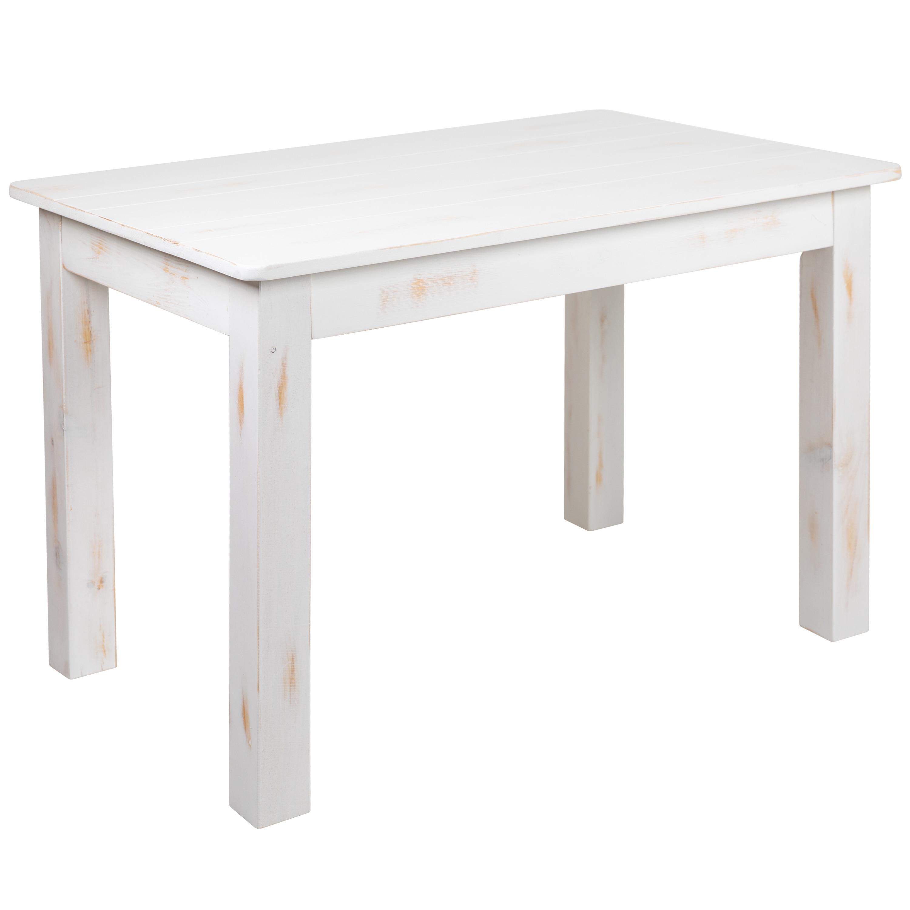 Flash Furniture HERCULES Series 46" x 30" Rectangular Antique Rustic White Solid Pine Farm Dining Table