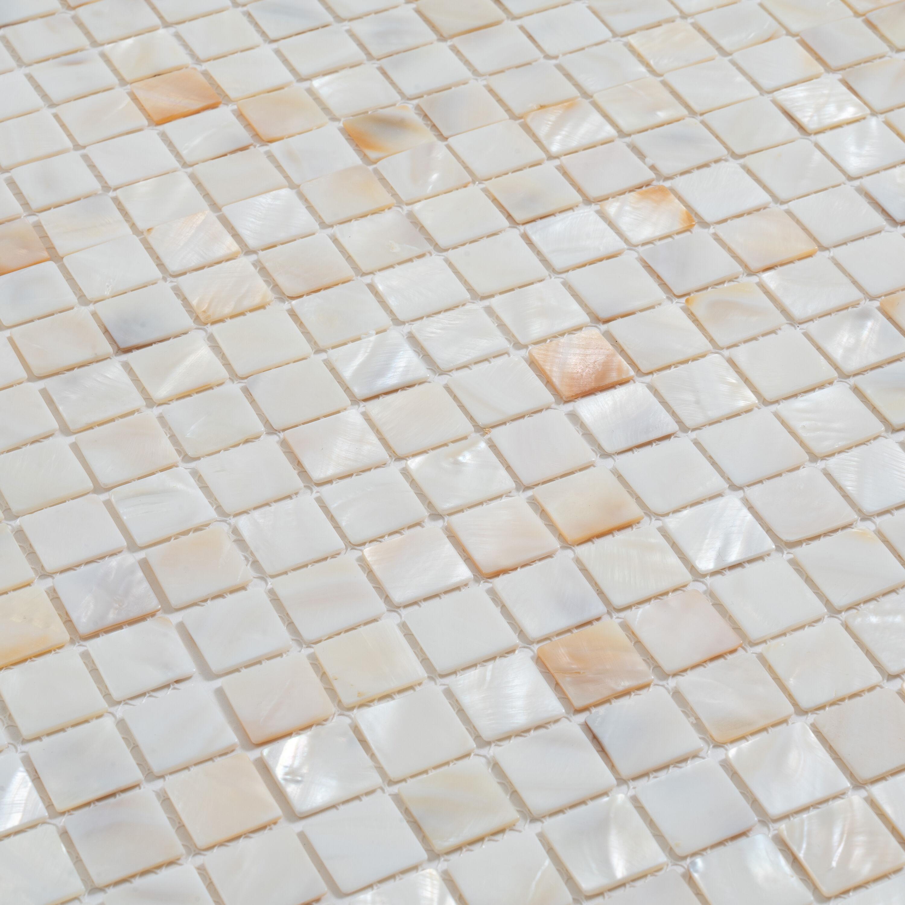 12" x 12" Seashell Grid Mosaic Wall & Floor Tile