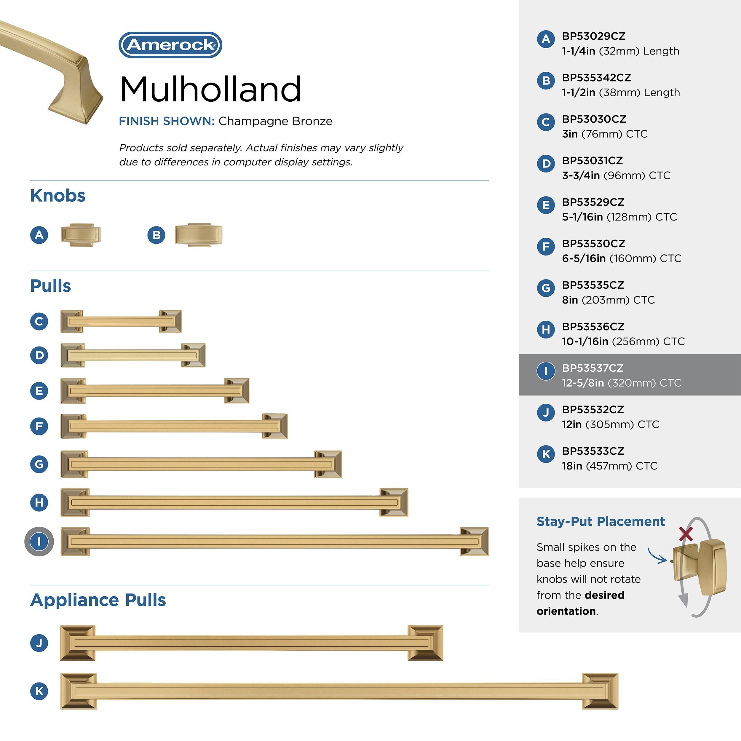 Amerock Mulholland 12-5/8 inch (320mm) Center-to-Center Champagne Bronze Cabinet Pull