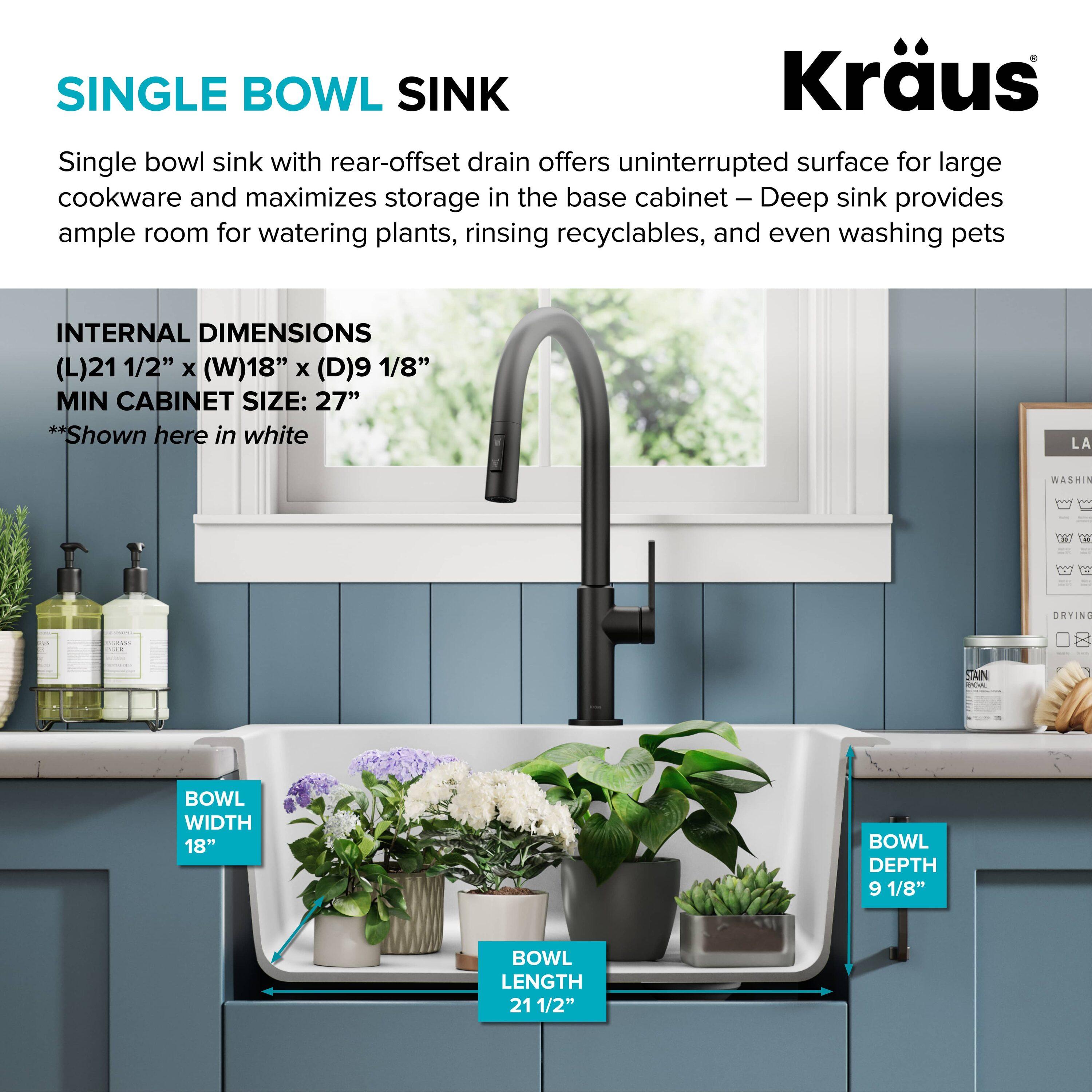 KRAUS Quarza™ 25" L Dual Mount Single Bowl Granite Kitchen Sink