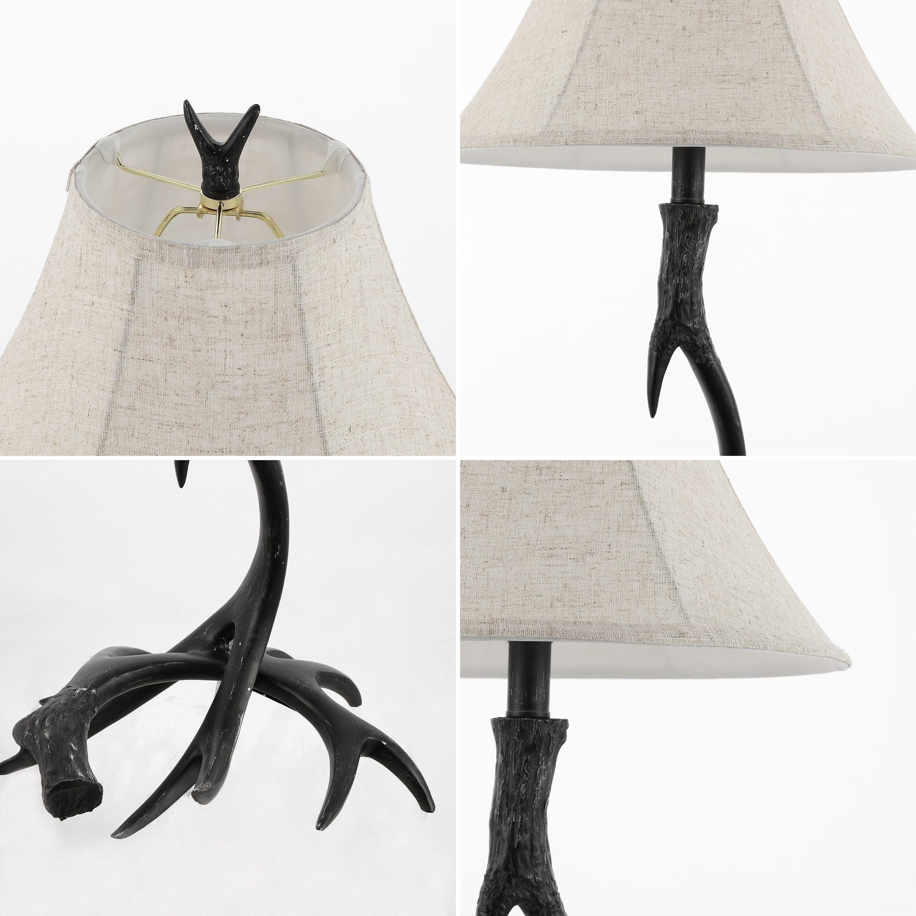 JONATHAN Y JYL6305C Antler 27.5" Rustic Resin LED Table Lamp, Traditional for living room, dinning room, bedroom, office Bulb Included, Black