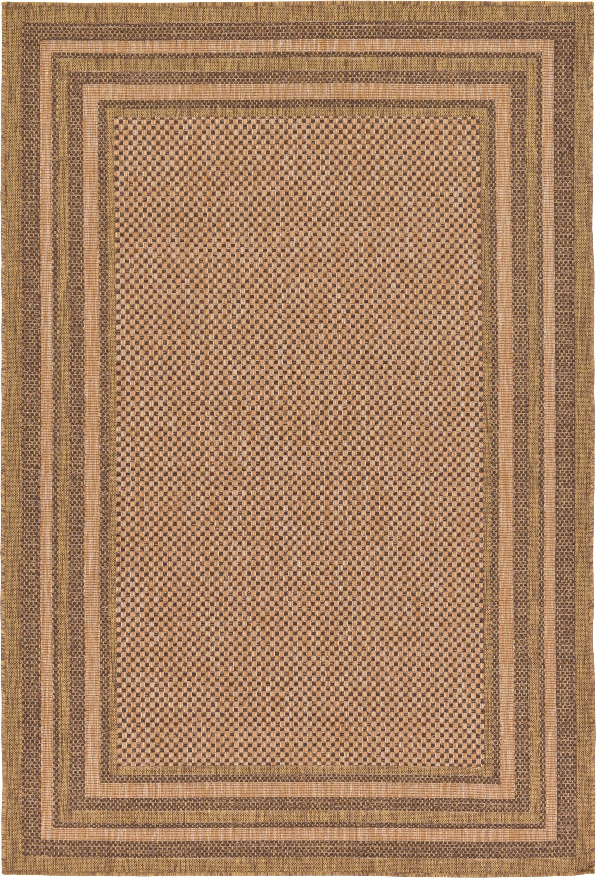 Unique Loom 5' 3 x 8' 0 Light Brown Outdoor Border Multi Border Area Rug