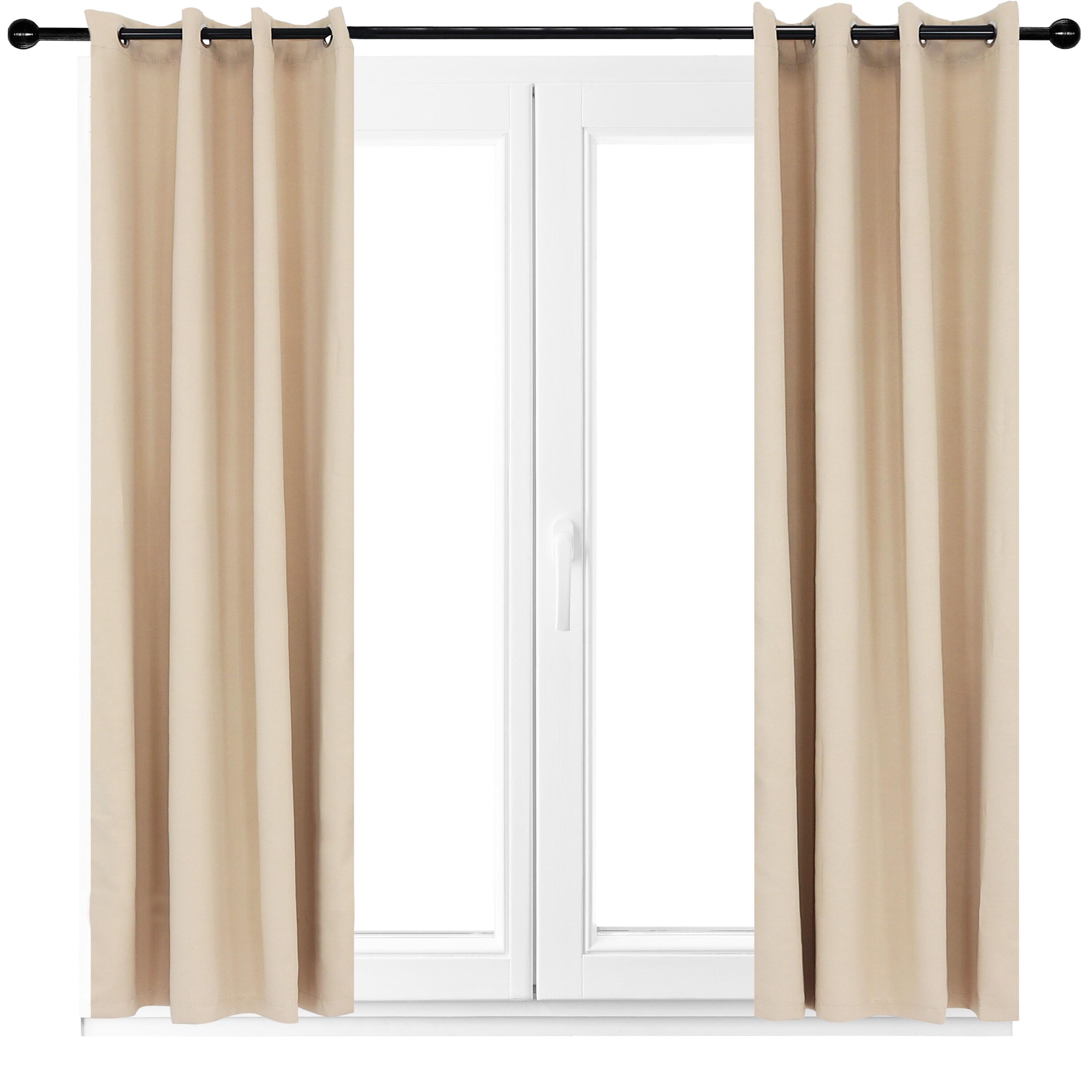 Beige Polyester Blackout Grommet Window Panel Set