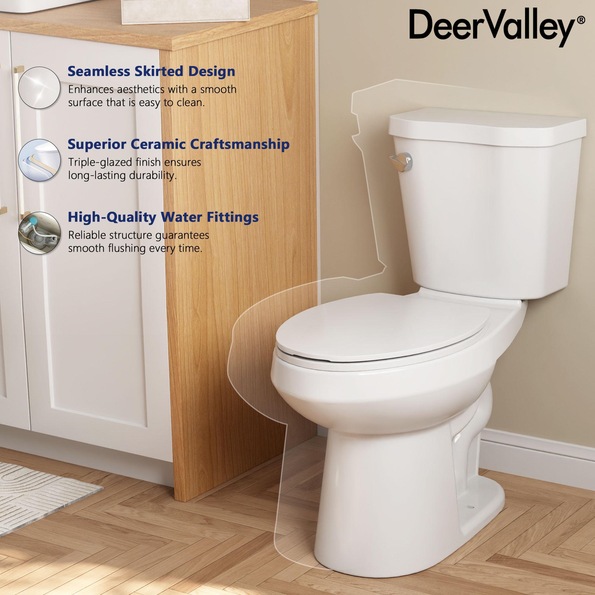 DeerValley Dynasty Elongated Toilet Two-Piece Toilets, ADA Height 17.5" Comfort Chair Height Toilet Bowl With Soft Close Seat