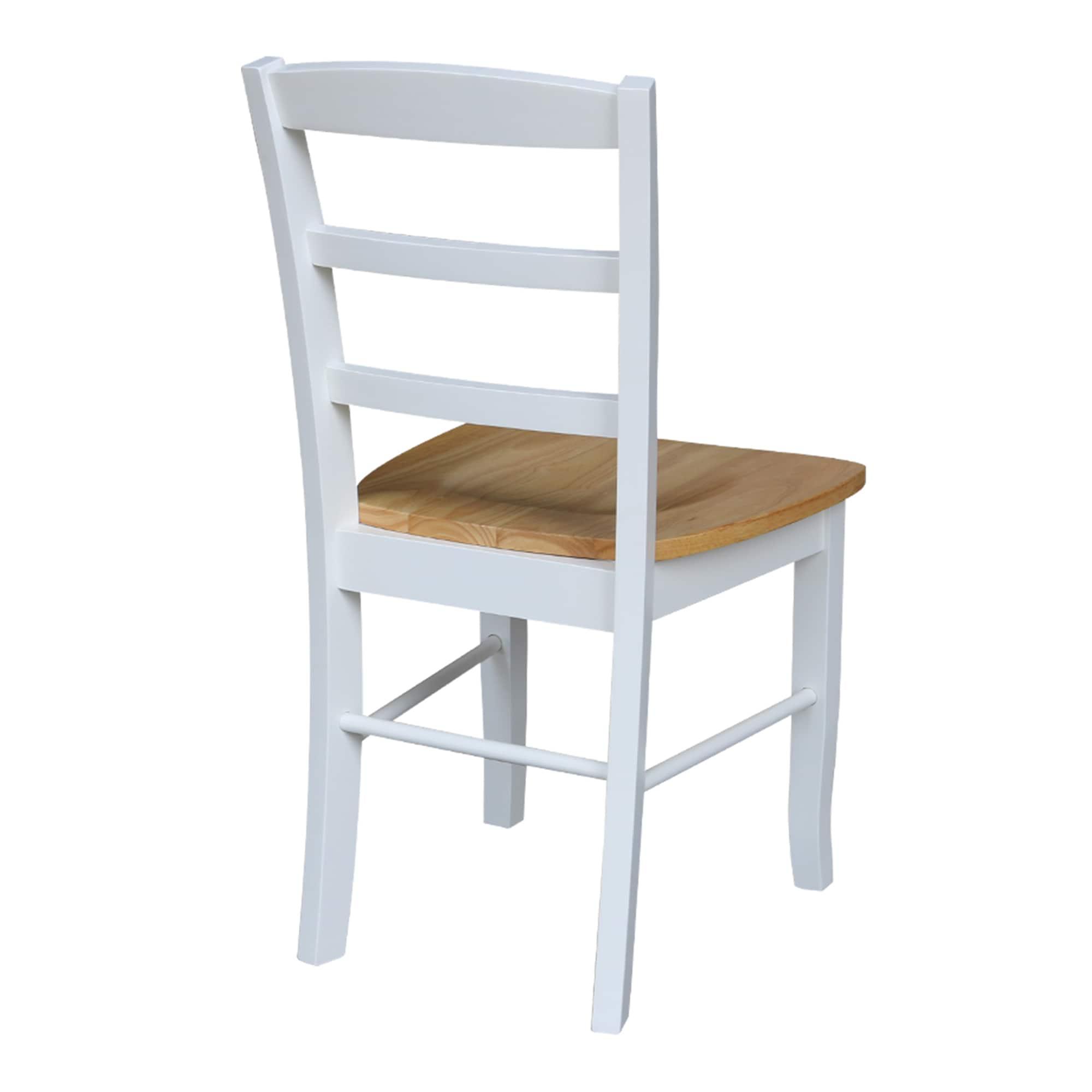 3pc Dining Table with 2 Ladderback Chairs White/Natural – International Concepts: Solid Wood, Square, Non-Extension