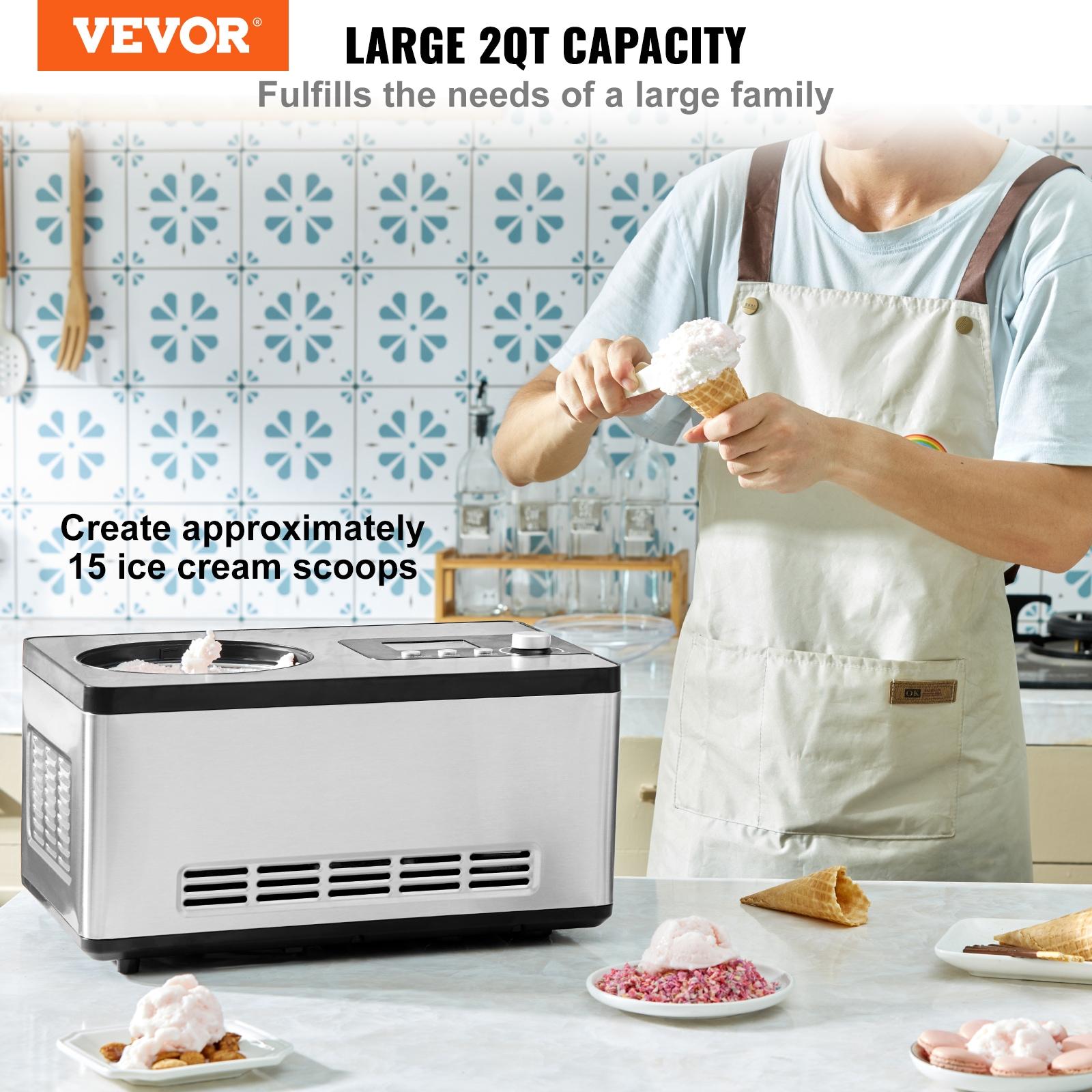 VEVOR VEVOR 2 Quart Automatic Ice Cream Machine Electric Yogurt Gelato Make Silver