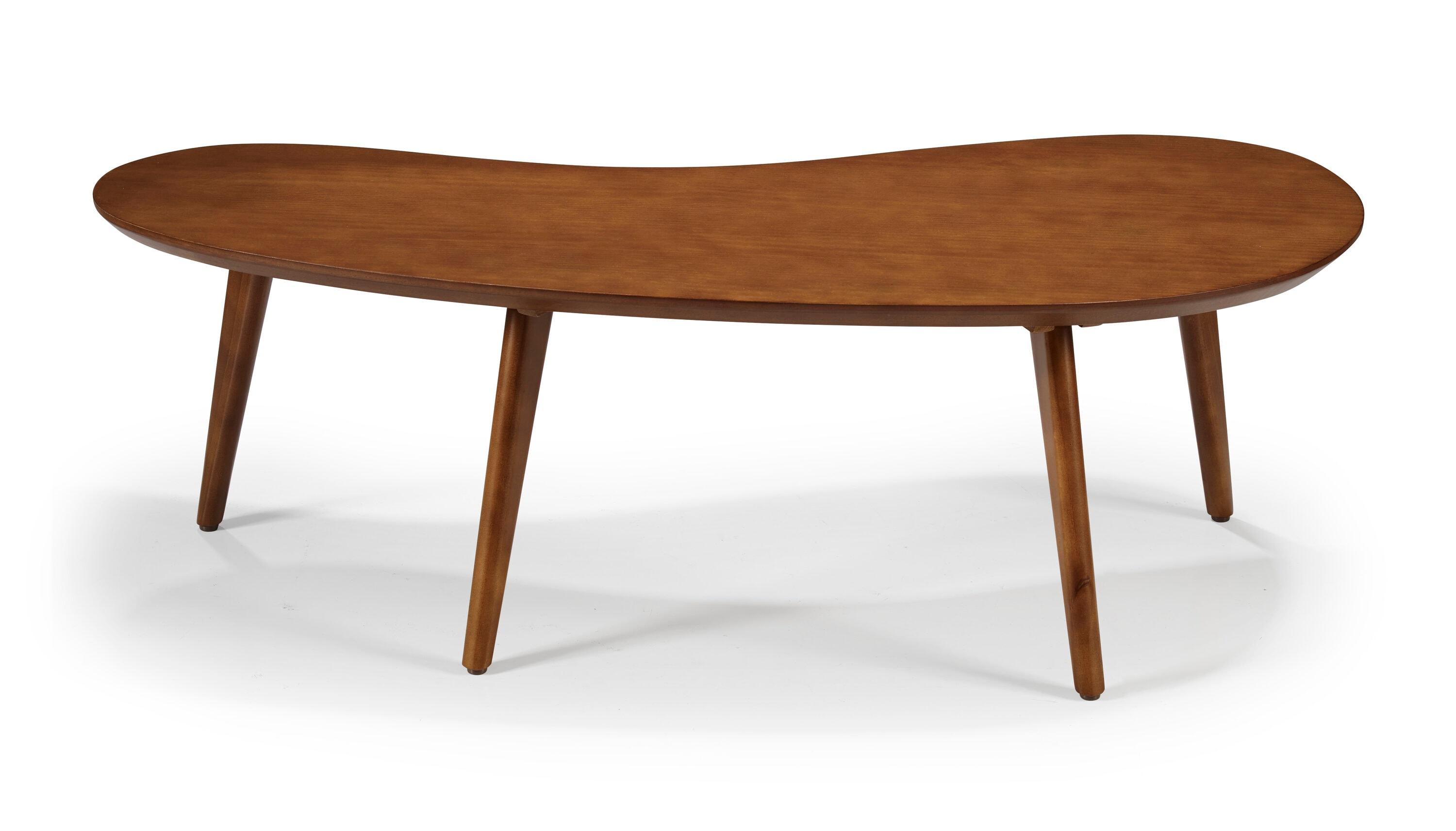 Mid-Century Modern Castanho Pine Wood Oval Coffee Table