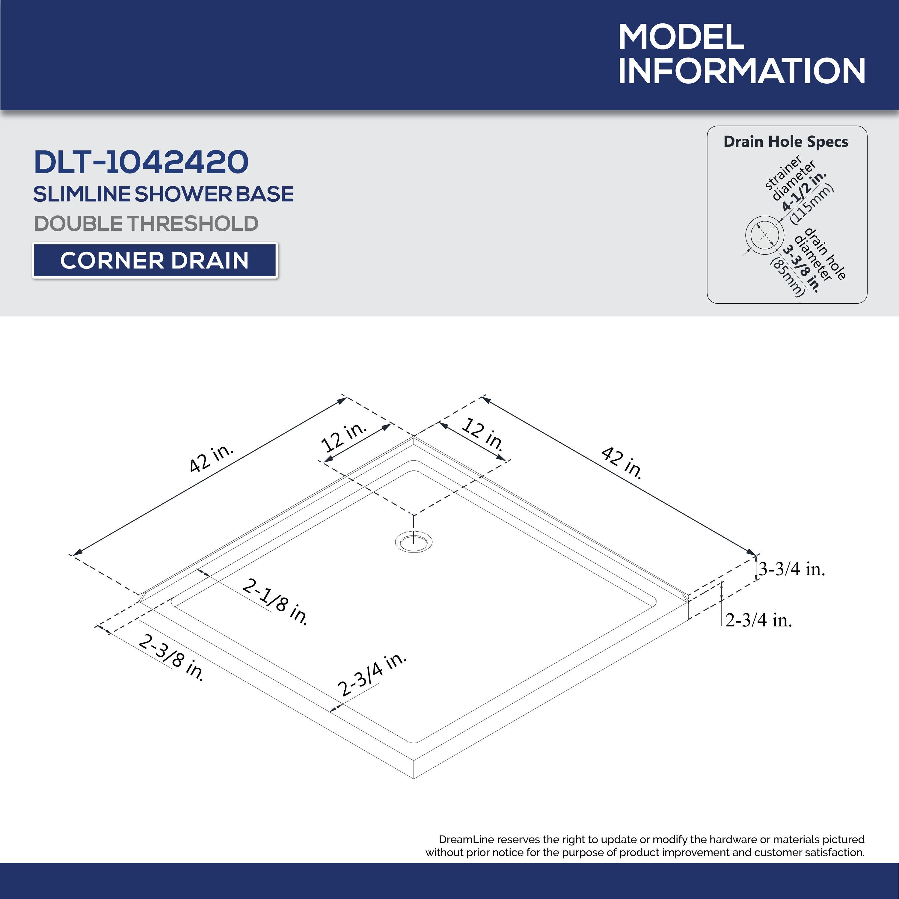 French Corner 42" x 74.75" Square Sliding Shower Enclosure with Base Included