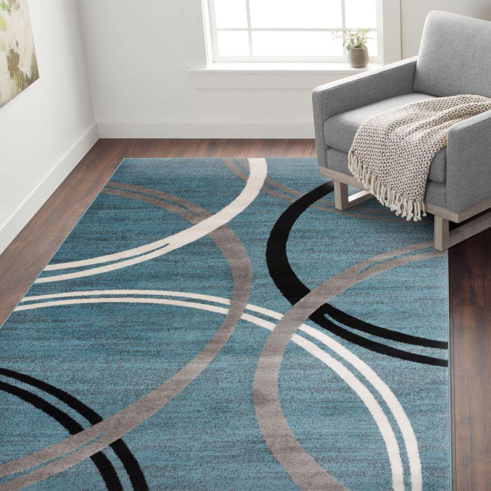 World Rug Gallery Contemporary Abstract Circles Design Blue 3'3" x 5' Area Rug