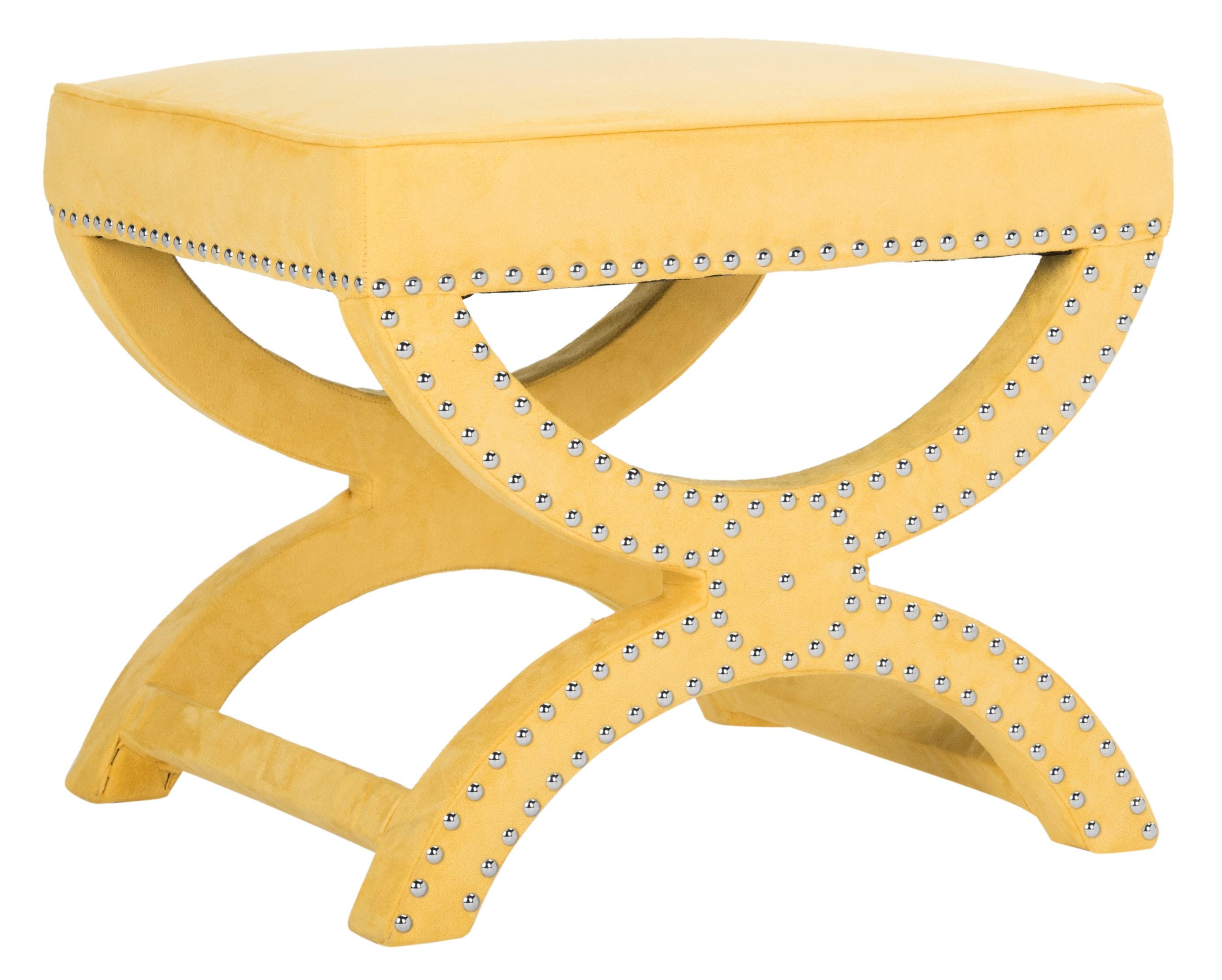 Mystic Ottoman with Silver Nail Heads - Yellow - Safavieh