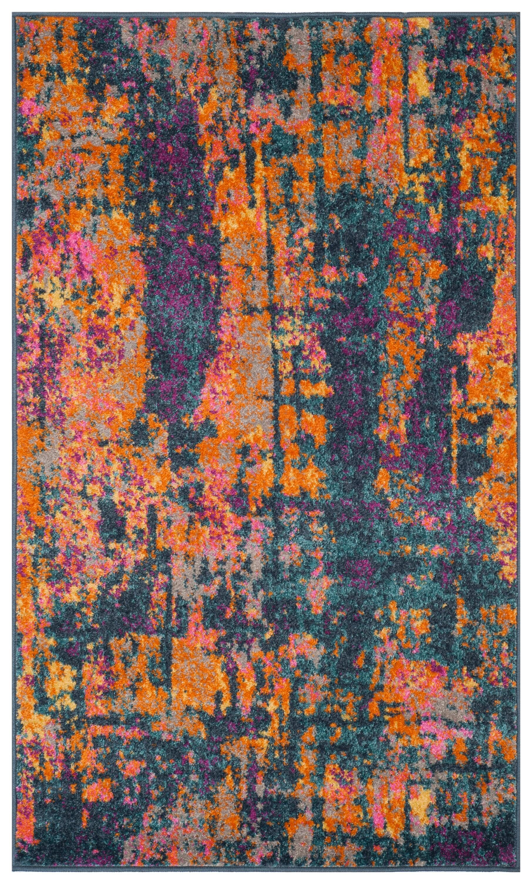 Madison MAD143 Power Loomed Area Rug - Blue/Orange - 3'x5' - Safavieh.
