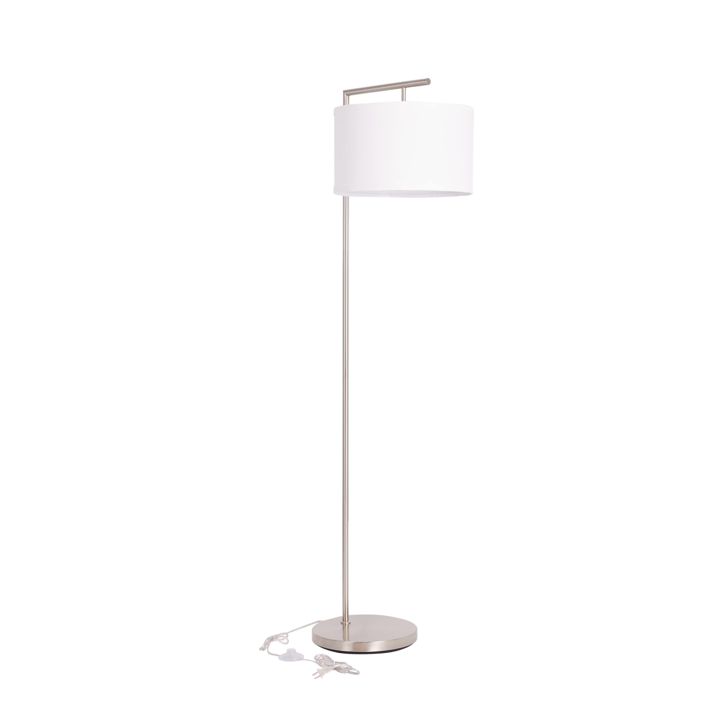 Montage Modern 60 in. Mid-Century Modern LED Floor Lamp with Fabric Drum Shade