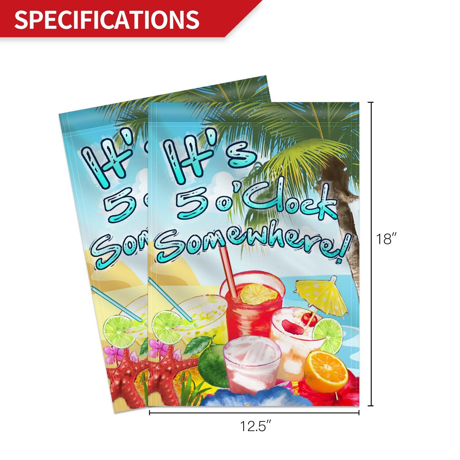 ANLEY [Double Sided] Premium Garden Flag, It's 5 o'Clock Somewhere Decorative Garden Flags - Weather Resistant & Double Stitched - 18 x 12.5 Inch