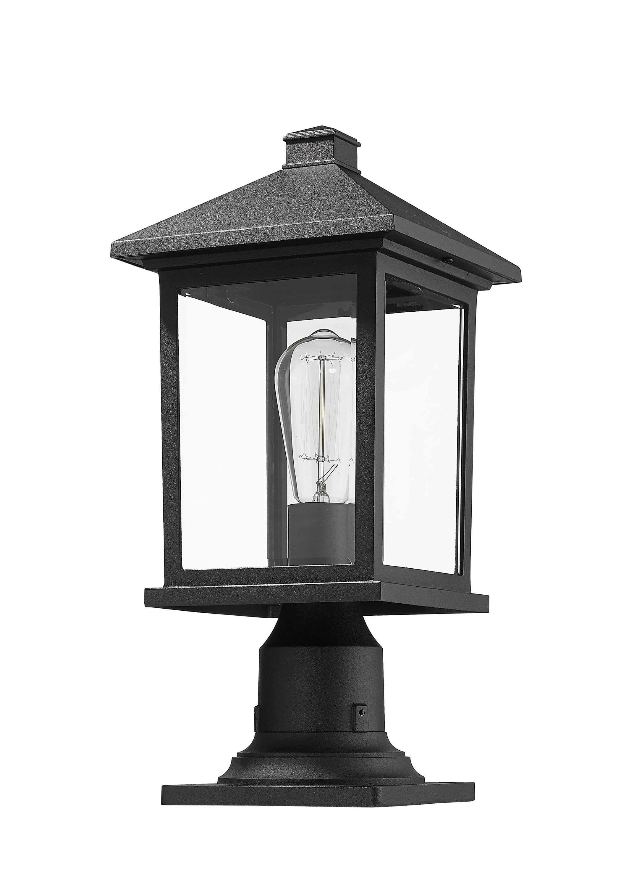 Z-Lite 531Phmr-533Pm Portland 18" Tall 1 Light Outdoor Lantern Pier Mount Light - Black