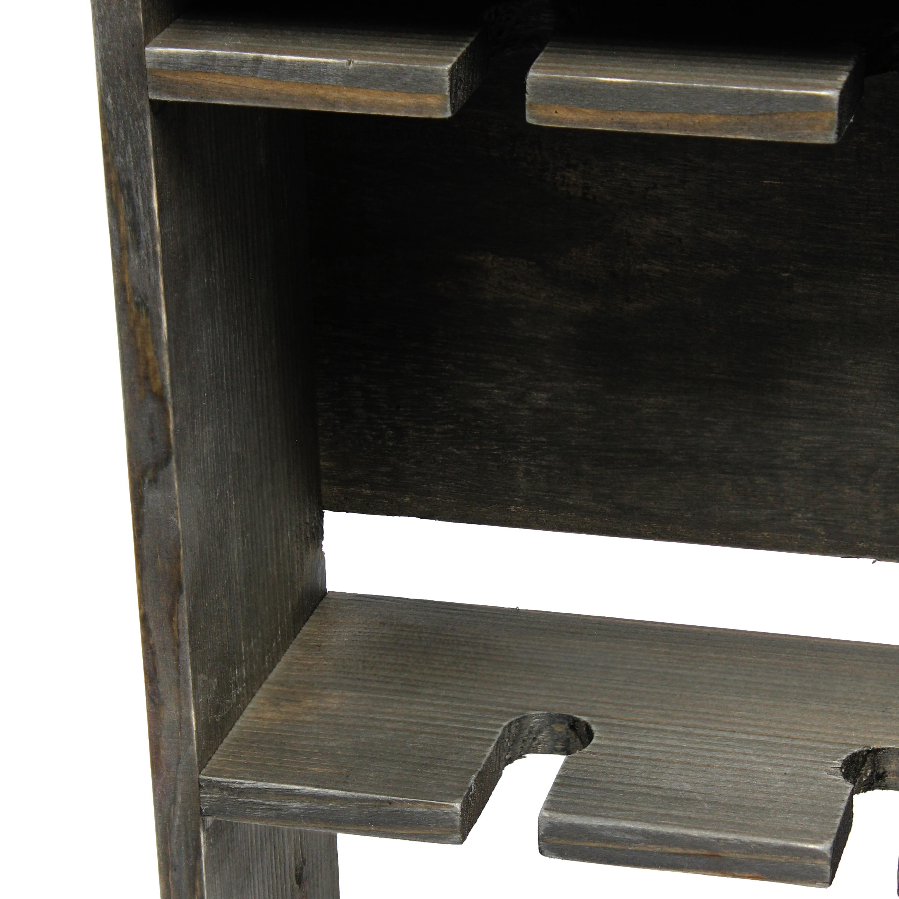 Bartow Wall Mounted Wood Wine Rack Shelf with Glass Holder Gray Wash - Elegant Designs