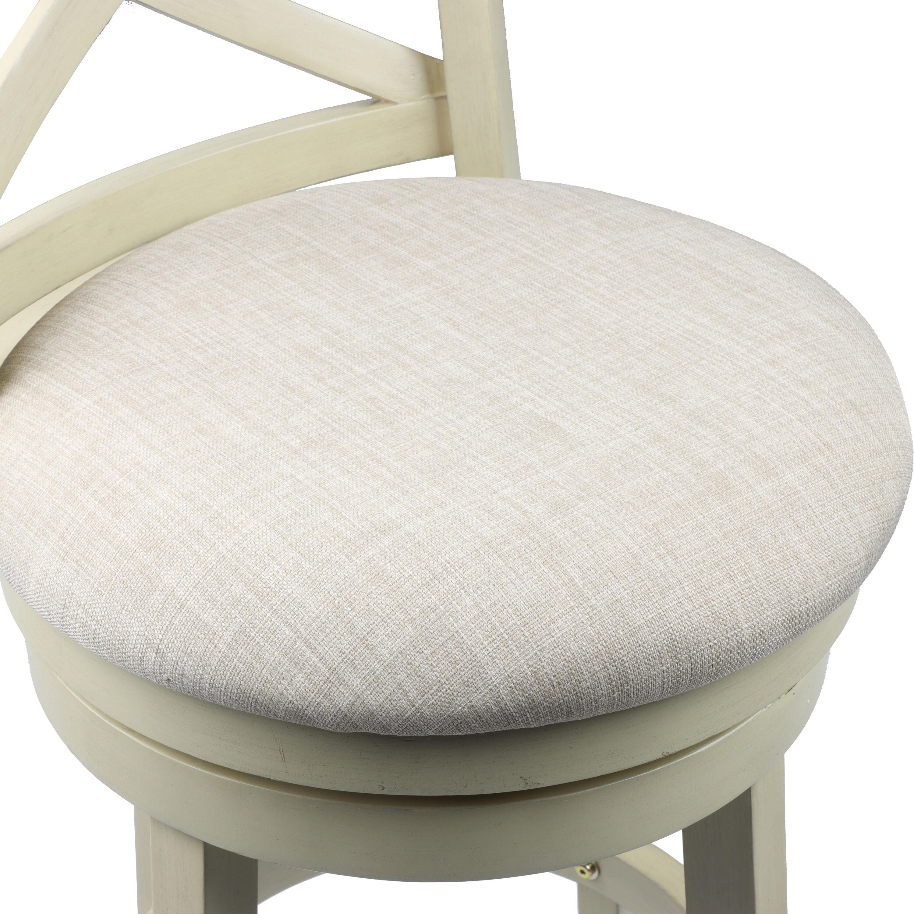 New Classic Furniture,Furniture York 24" Wood Counter Stool With Fabric Seat In Ant White