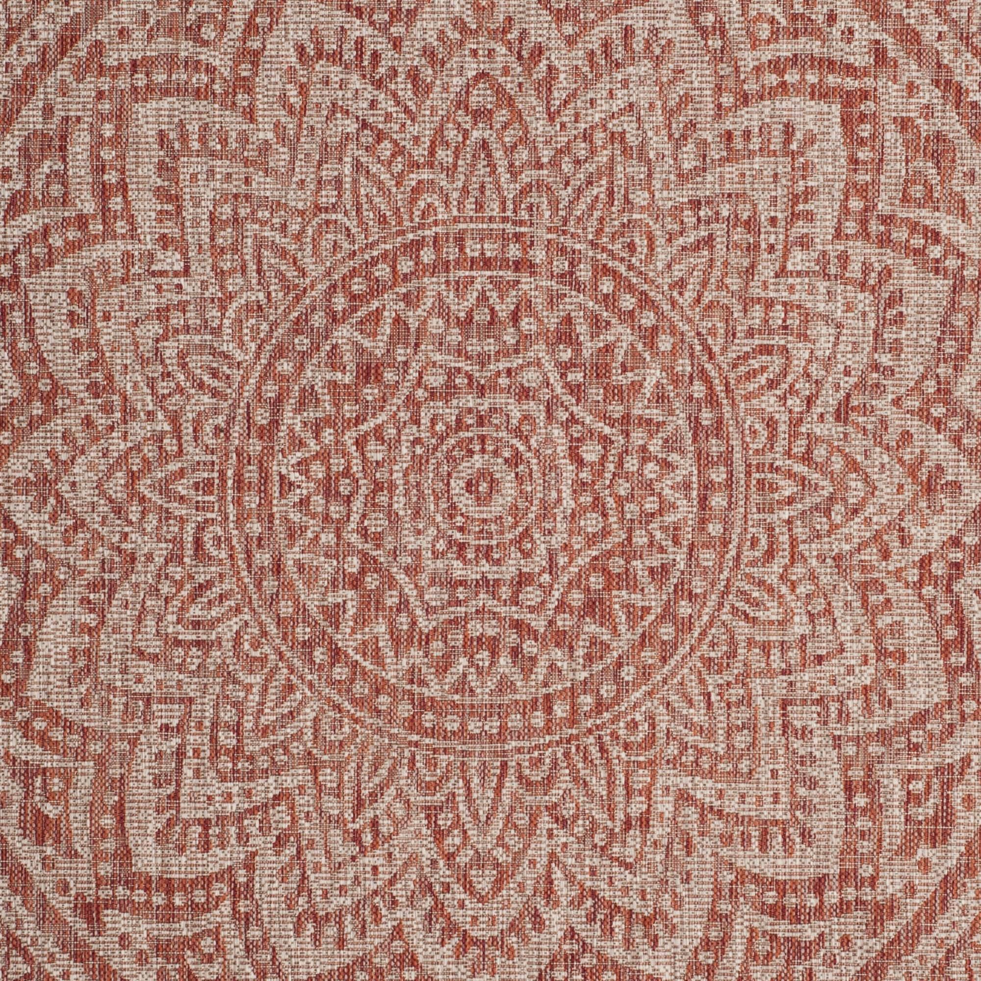 Courtyard CY8734 Power Loomed Indoor and Outdoor Runner Rug - Light Beige/Terracotta - 2'3"x5' - Safavieh