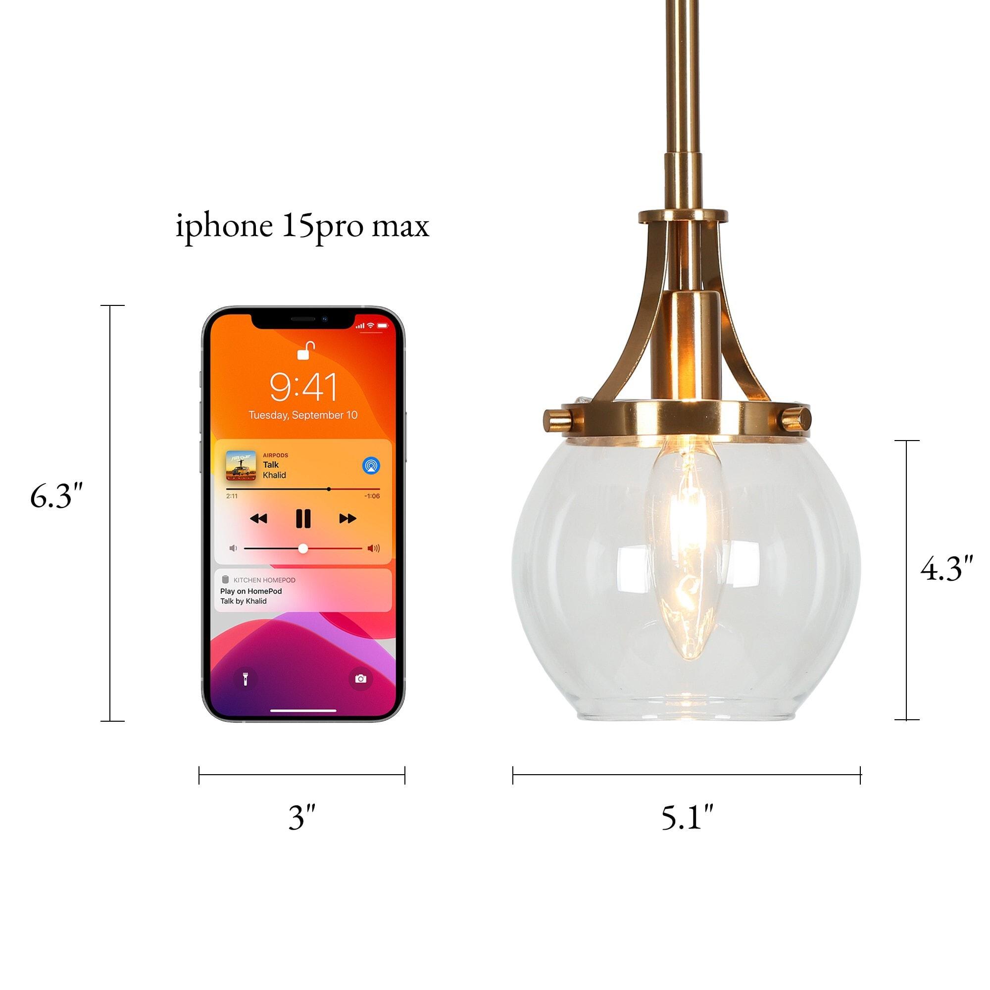 LNC Capensis 1-Light Matte Black and Polished Gold Clear Glass Globe LED Mini Indoor Kitchen Island Light: UL Listed, Adjustable Height