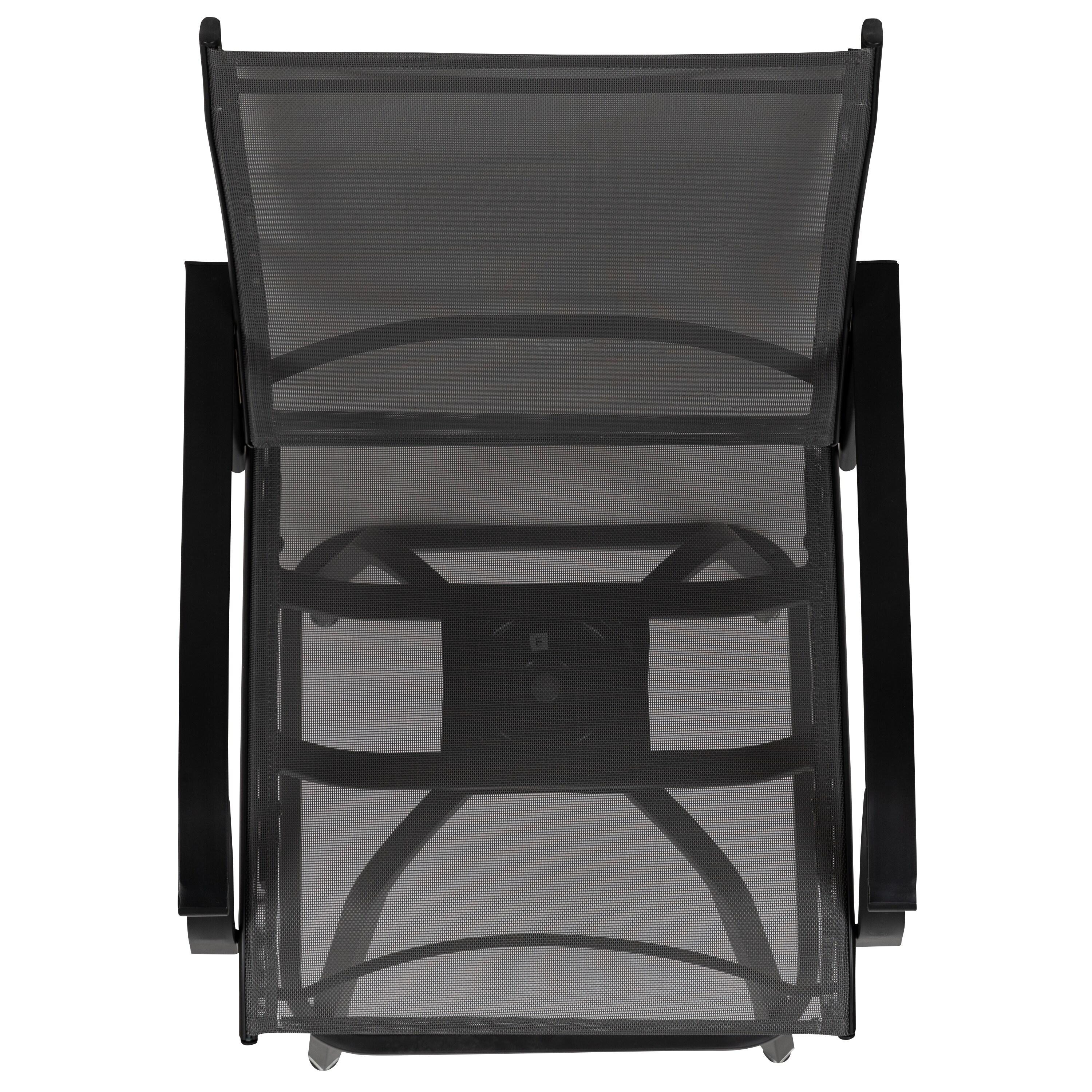 Flash Furniture Patio Bar Height Stools Set of 2, All-Weather Textilene Swivel Patio Stools and Deck Chairs with High Back & Armrests in Gray