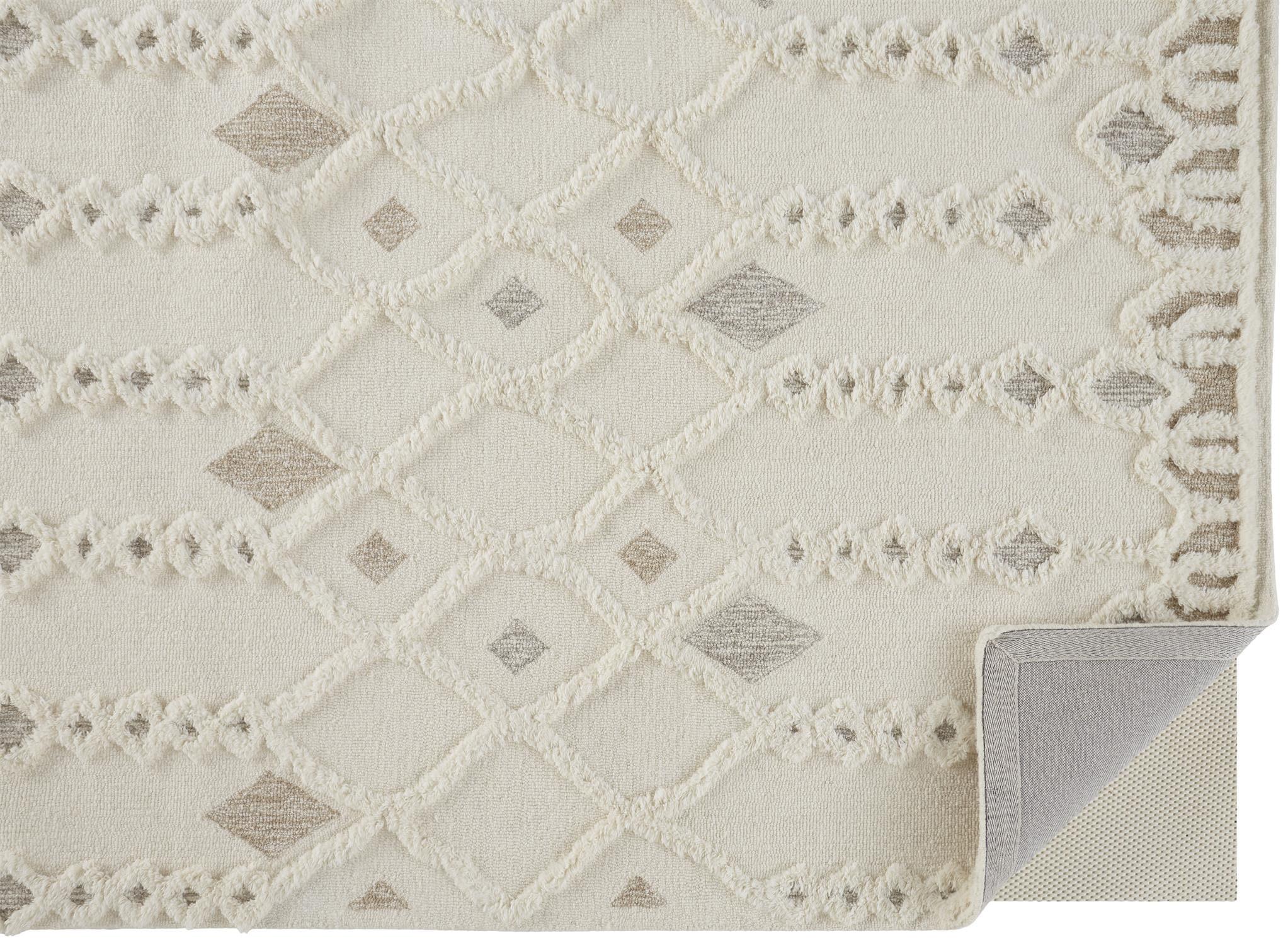Anica Transitional Trellis & Lattice Ivory/Tan/Silver Area Rug