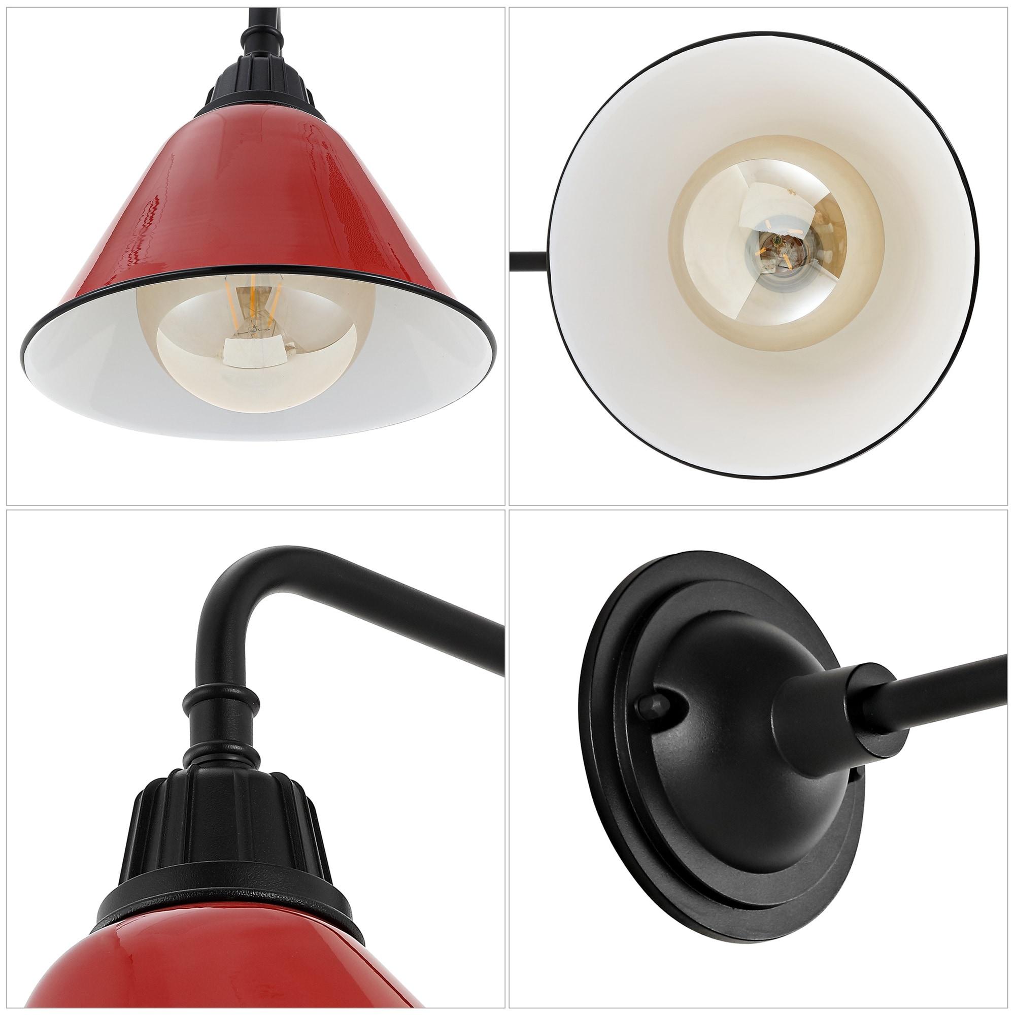 Croydon 9.63 in. Red 1-Light Farmhouse Industrial Indoor/Outdoor Iron LED Gooseneck Arm Outdoor Sconce