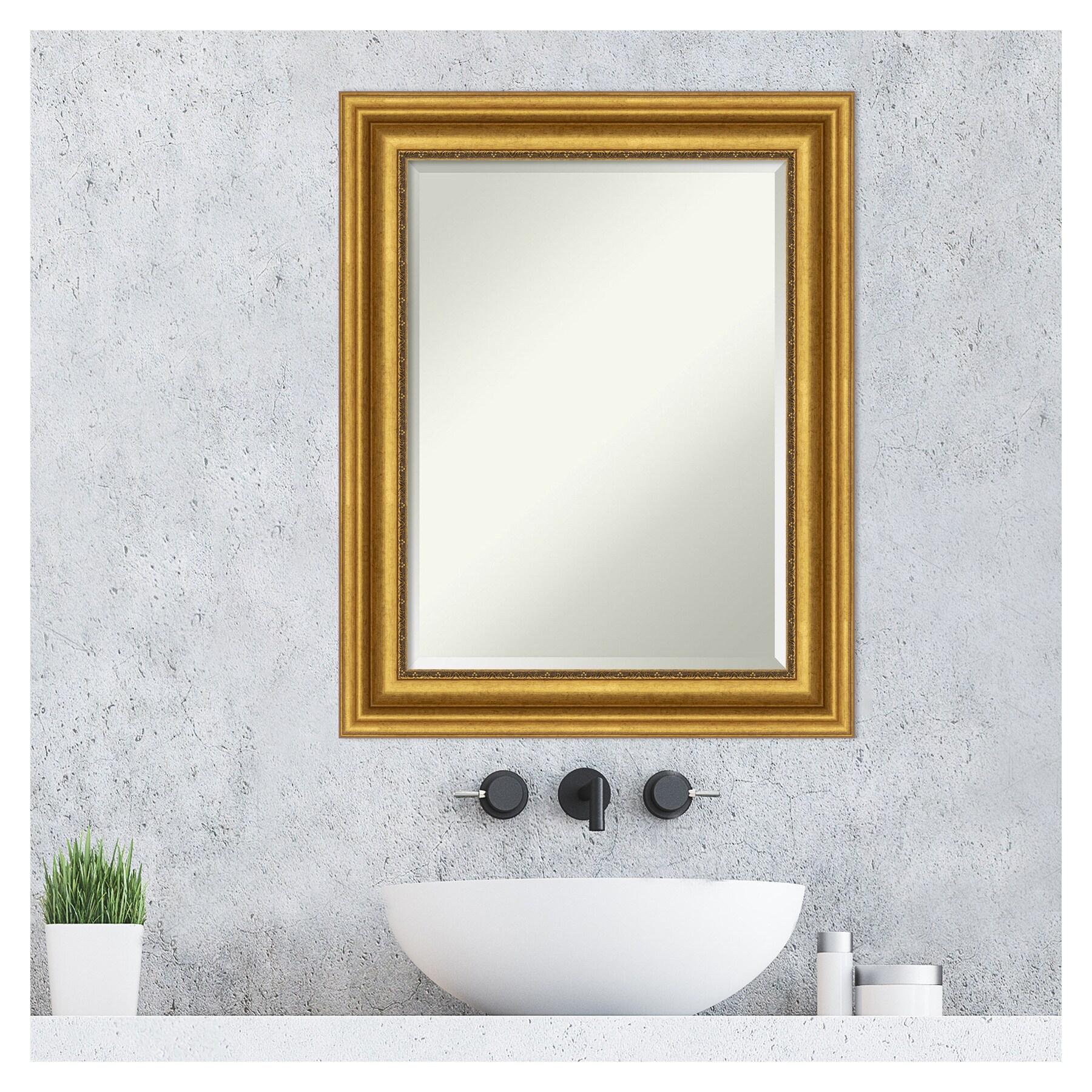 Parlor Gold Rectangular Beveled Bathroom Vanity Mirror