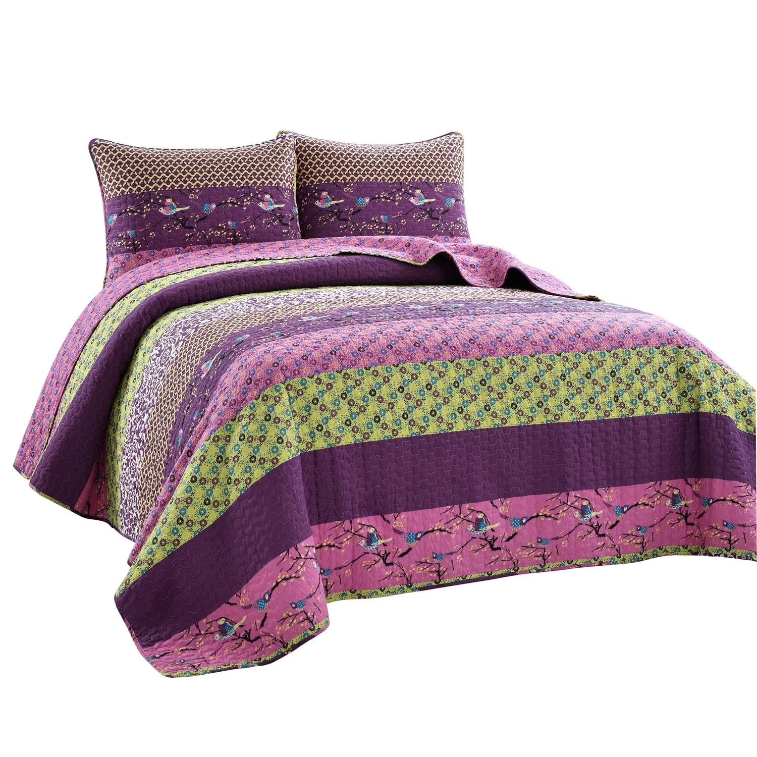 3pc King Royal Empire Quilt Set Plum - Lush Décor: Reversible Bedspread, OEKO-TEX Certified