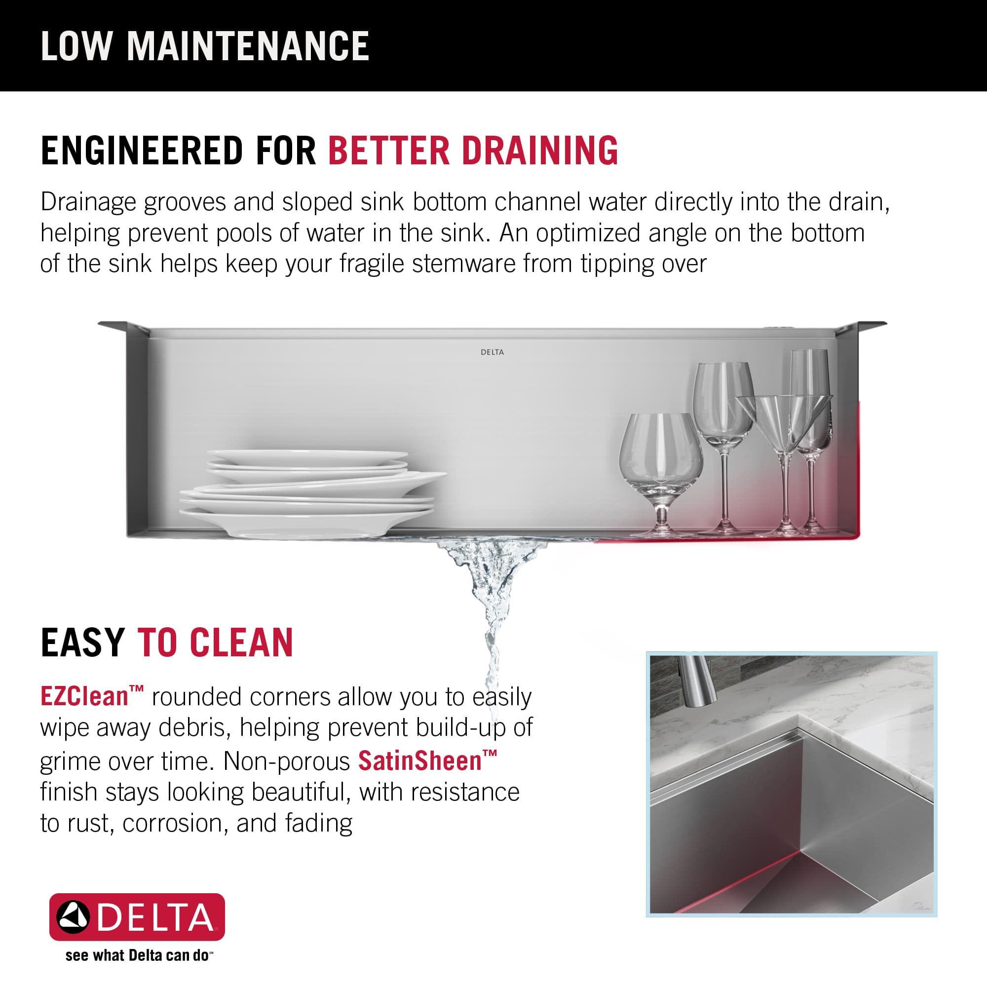 Delta Rivet™ 30" L Workstation Kitchen Sink Undermount 16 Gauge Stainless Steel Single Bowl