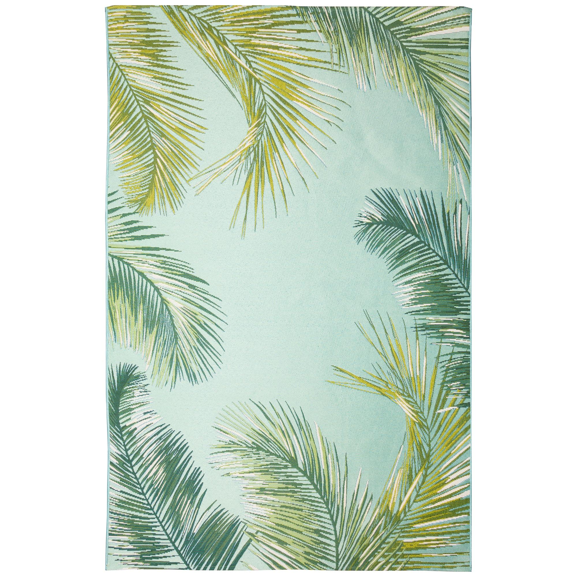 Liora Manne Marina Palm Border Indoor/Outdoor Rug Aqua 1'11" x 7'6"