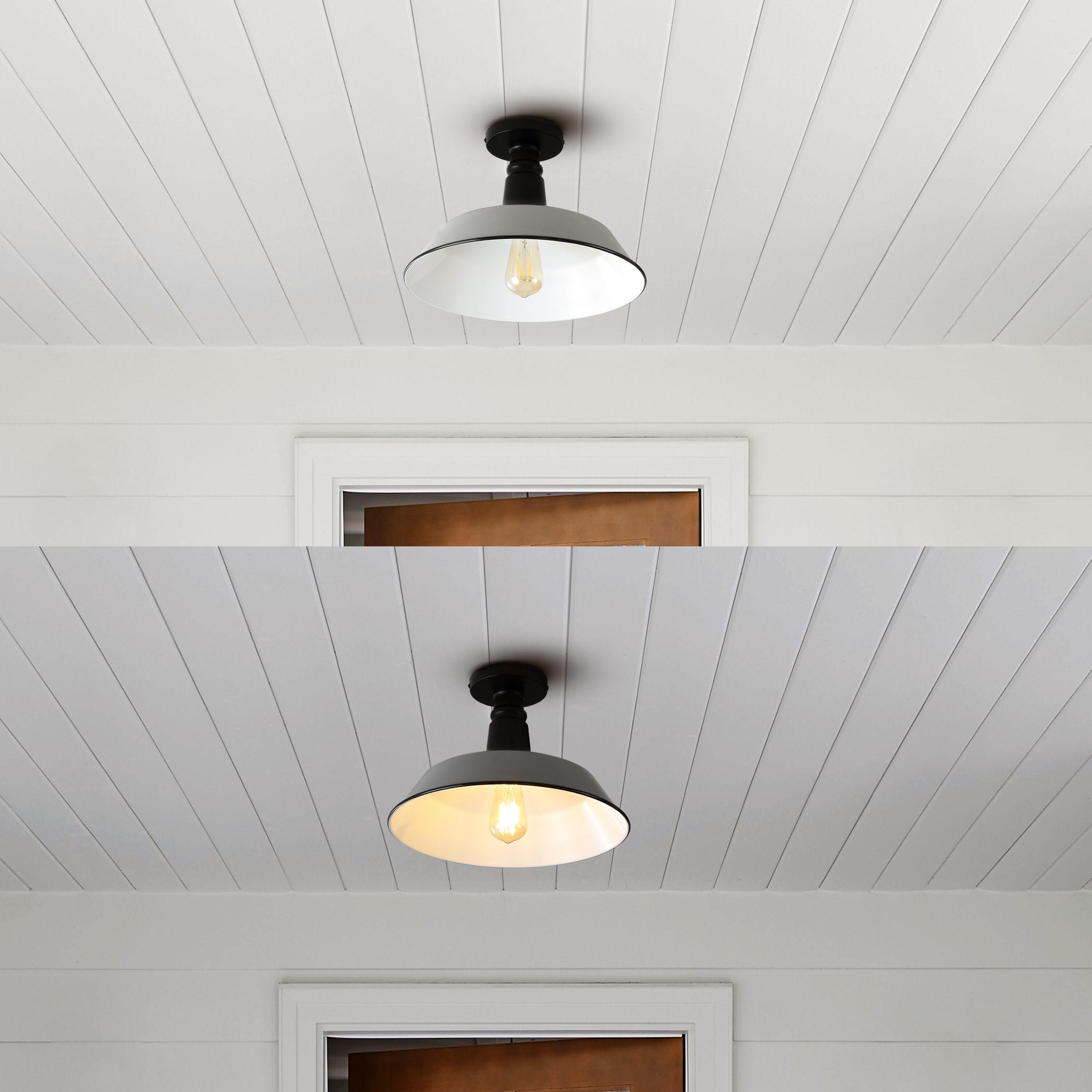 Gray and White Glass Industrial Semi Flush Mount Light