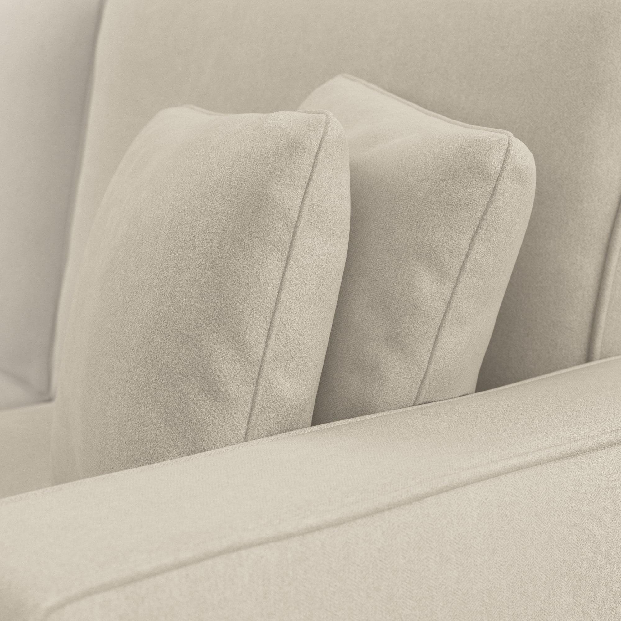 Stockton 61W Small Living Room Loveseat in Cream Herringbone Fabric